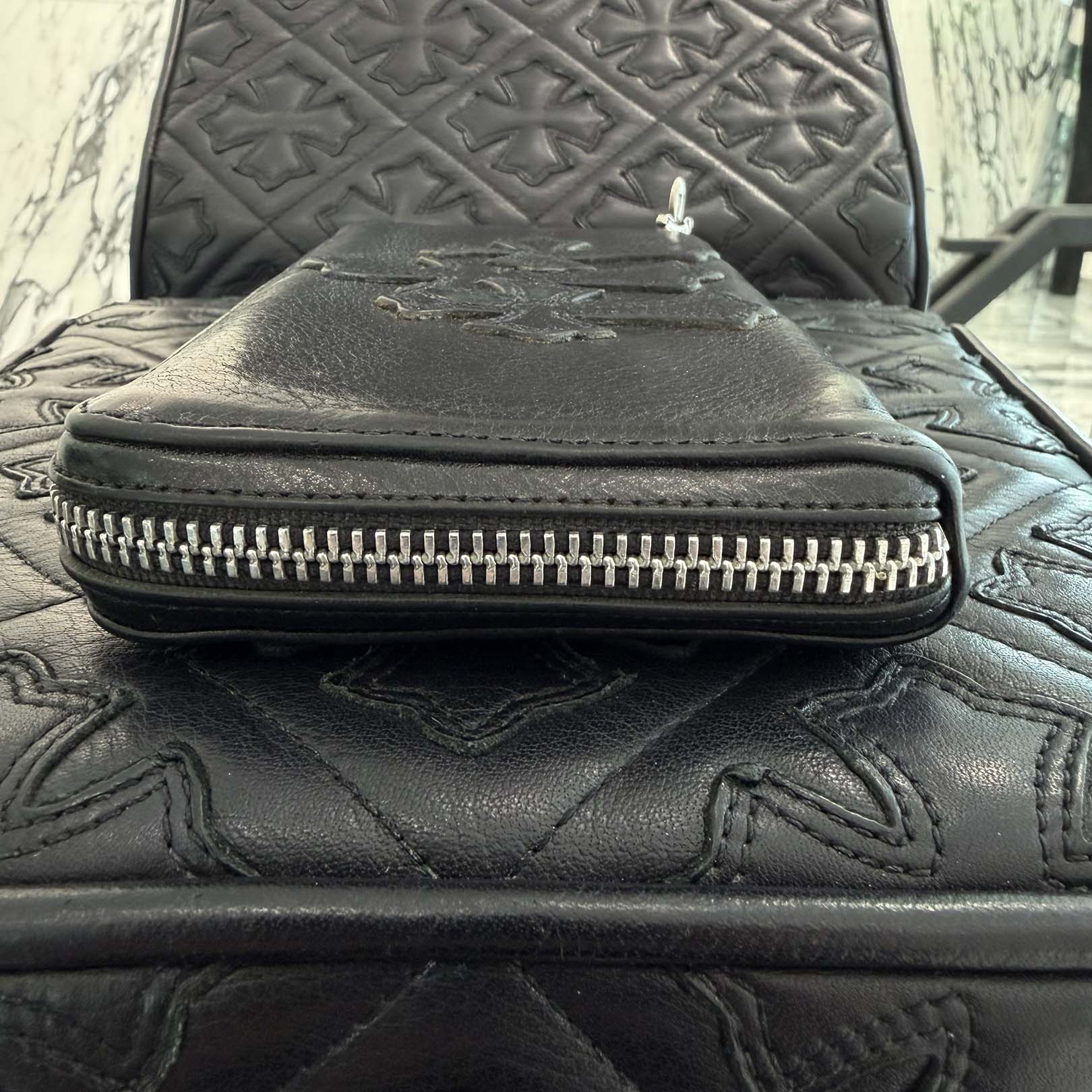 CHROME HEARTS 3 Cemetery Leather Cross Patch REC F Zip Wallet クロムハーツ 3 セメタリー レザークロスパッチ レック F ジップ ウォレット