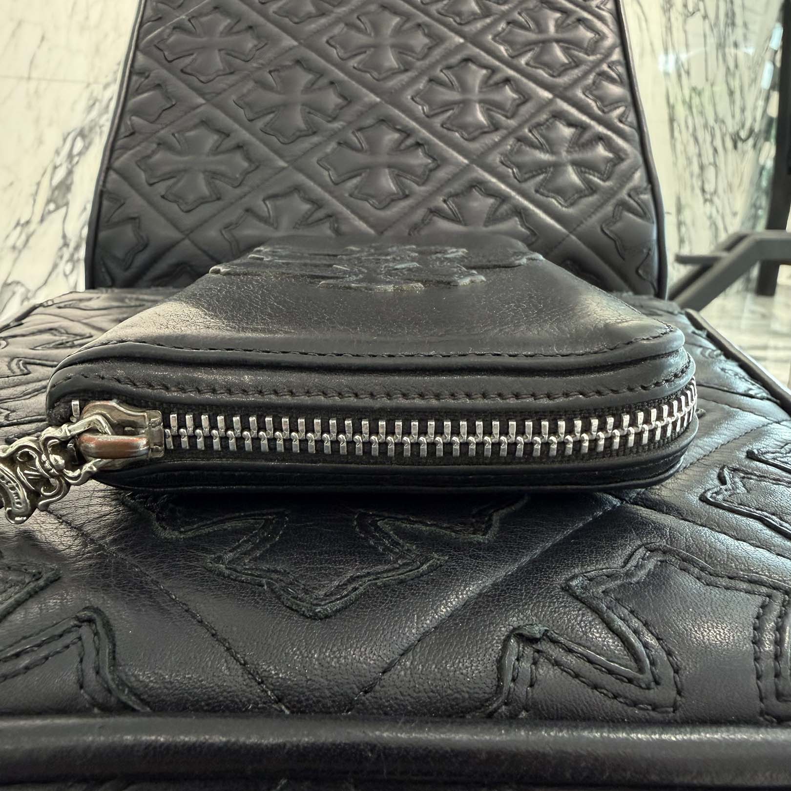 CHROME HEARTS 3 Cemetery Leather Cross Patch REC F Zip Wallet クロムハーツ 3 セメタリー レザークロスパッチ レック F ジップ ウォレット