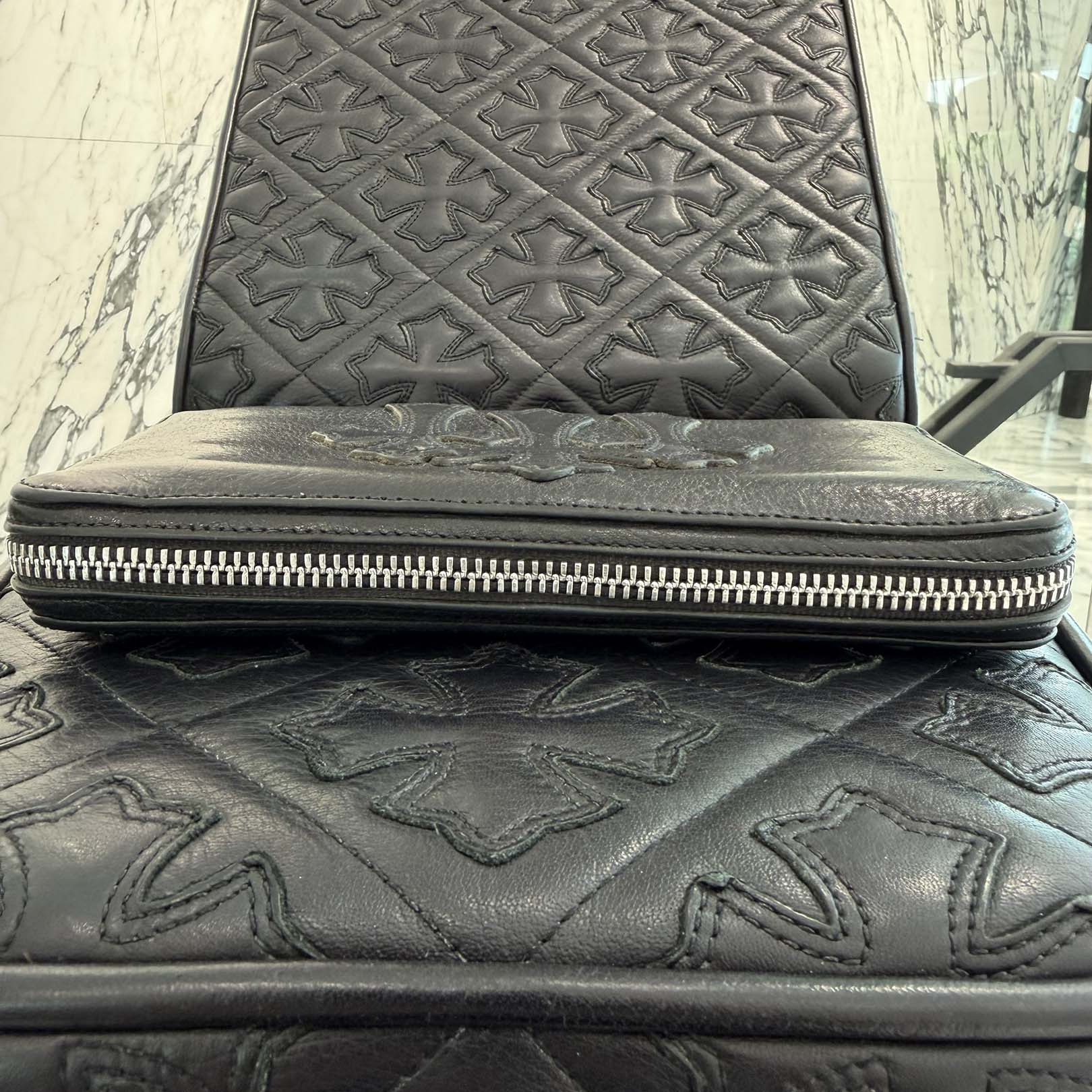 CHROME HEARTS 3 Cemetery Leather Cross Patch REC F Zip Wallet クロムハーツ 3 セメタリー レザークロスパッチ レック F ジップ ウォレット