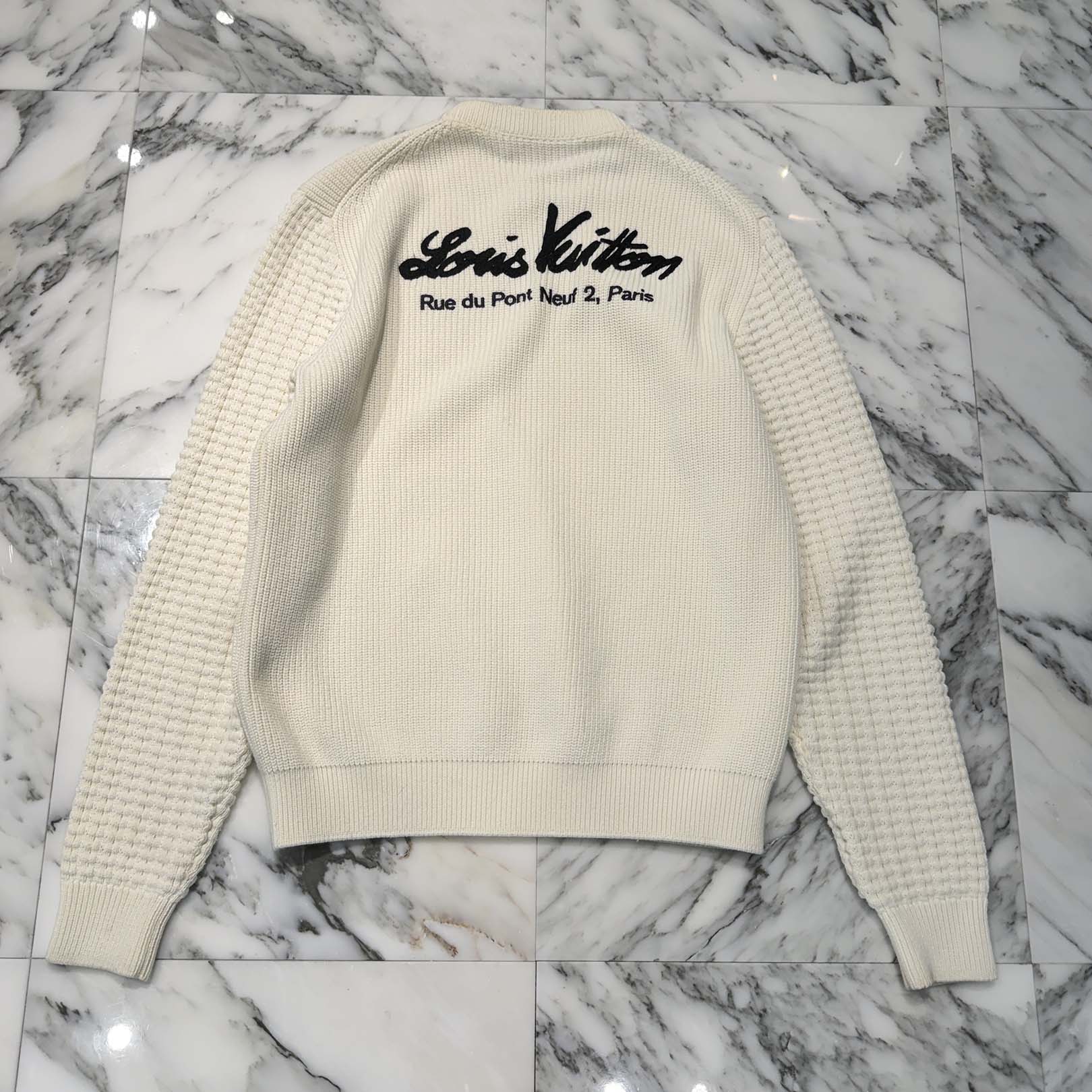 LOUIS VUITTON 2020SS Back Logo Embroidery Jacquard Knit Sweater HIN11W Size M ルイヴィトン バックロゴ刺繍 ジャガードニットセーター サイズM