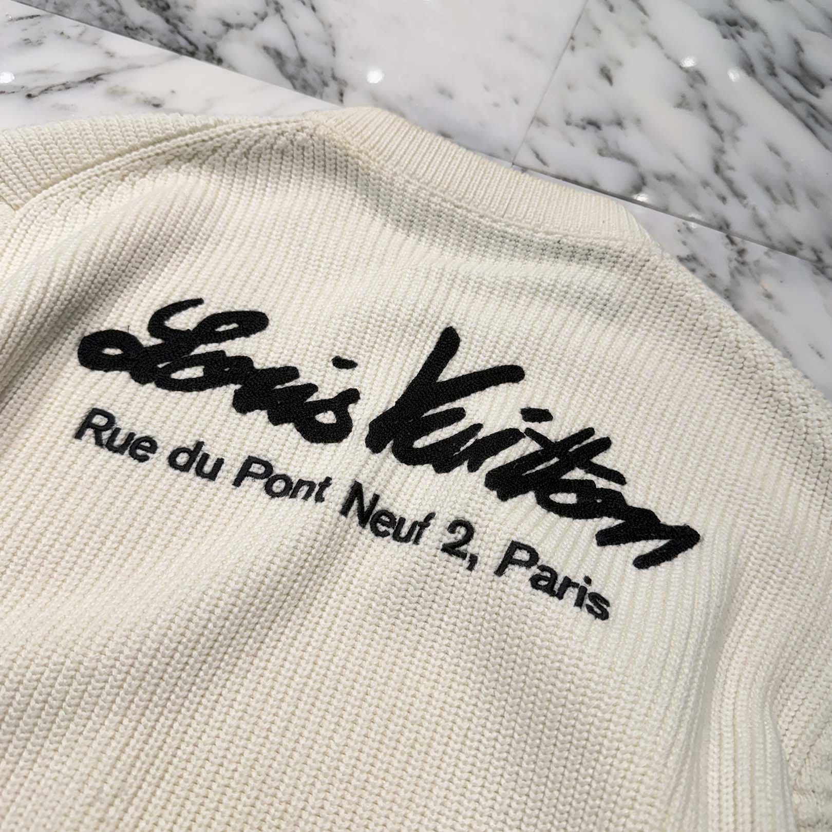 LOUIS VUITTON 2020SS Back Logo Embroidery Jacquard Knit Sweater HIN11W Size M ルイヴィトン バックロゴ刺繍 ジャガードニットセーター サイズM