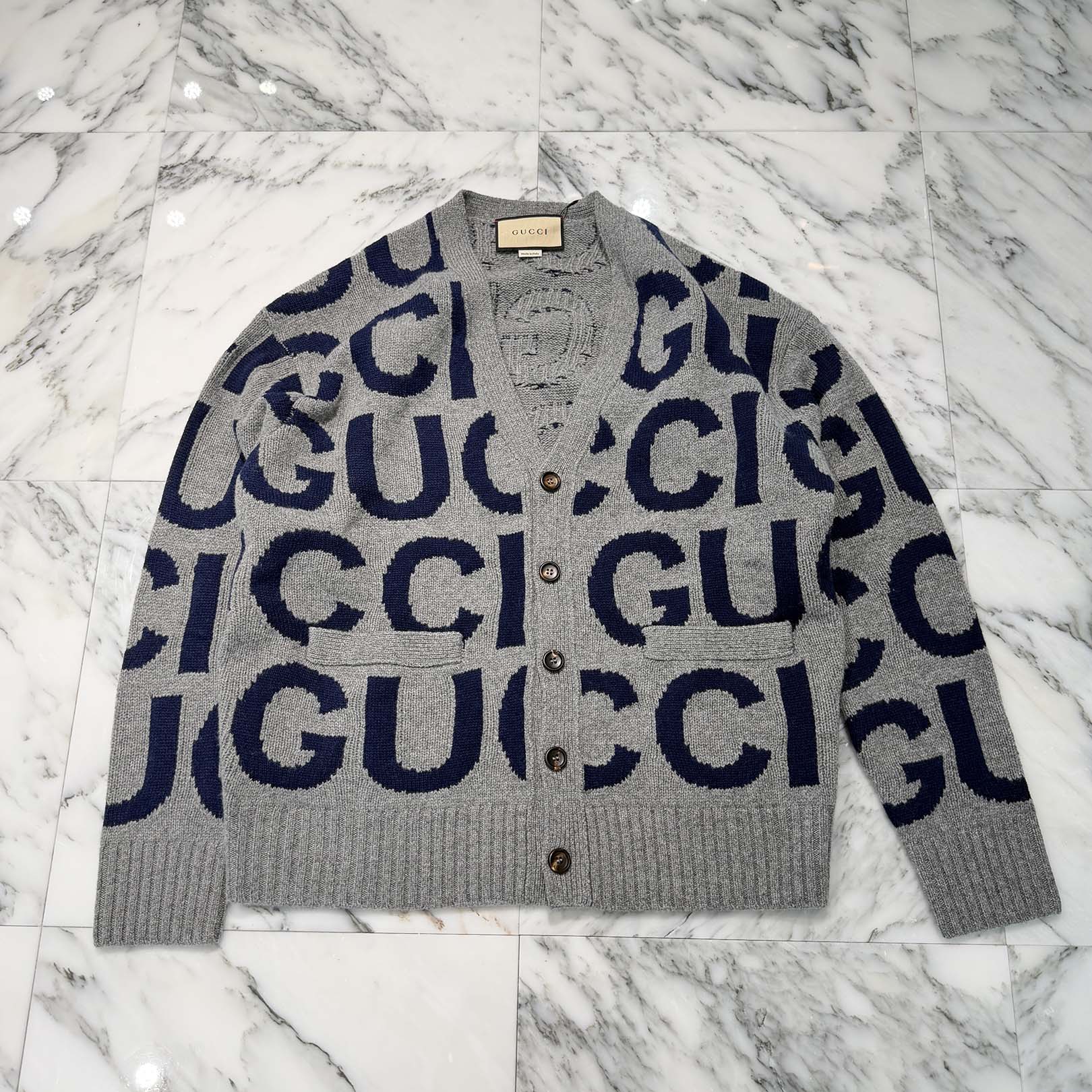 GUCCI 2024SS Intarsia Wool Cardigan 771707 XKDLV Size M グッチ インターシャウールカーディガン サイズM