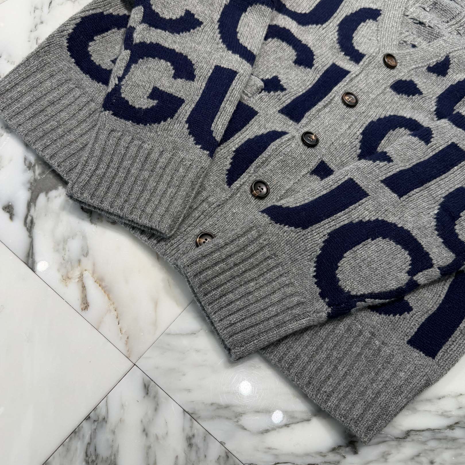 GUCCI 2024SS Intarsia Wool Cardigan 771707 XKDLV Size M グッチ インターシャウールカーディガン サイズM