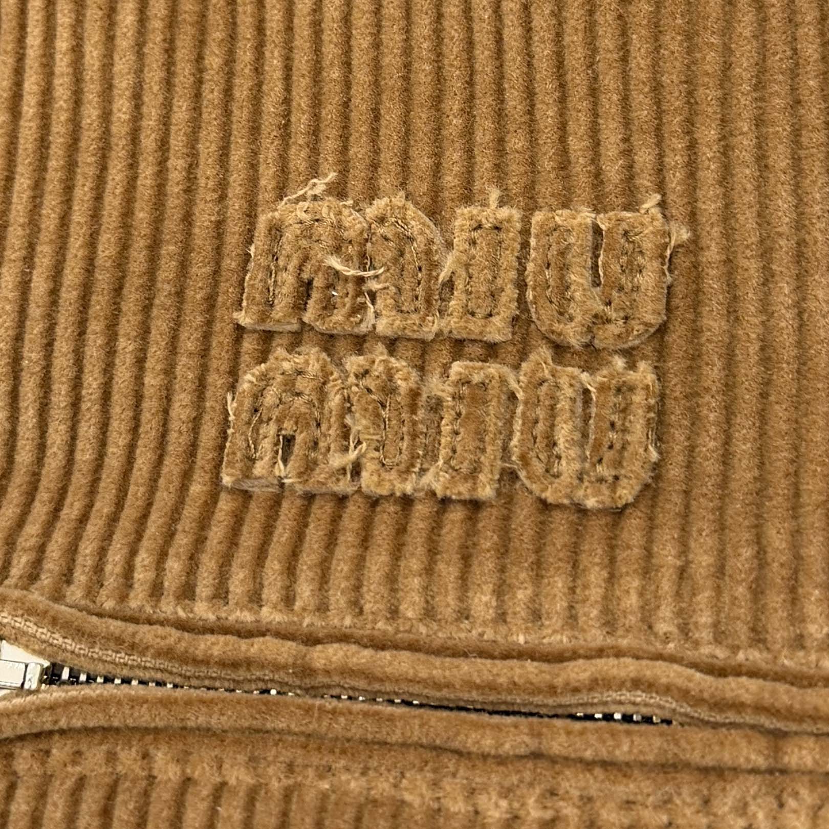 MIU MIU 2025AW Embroidered Logo Patch Corduroy Blouson Jacket ML1336_1795_F0346_S_OOO Size 42 ミュウミュウ ロゴ刺繡パッチ コーデュロイ ブルゾンジャケット サイズ42