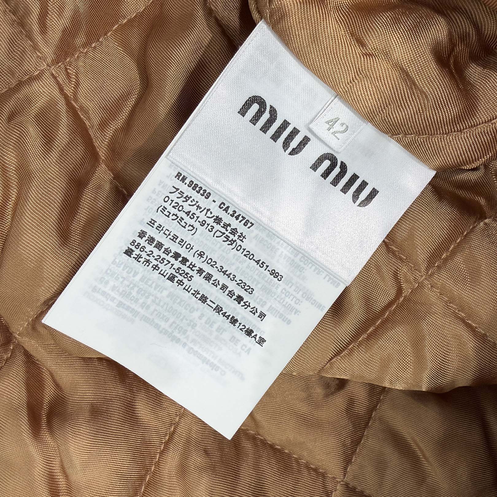 MIU MIU 2025AW Embroidered Logo Patch Corduroy Blouson Jacket ML1336_1795_F0346_S_OOO Size 42 ミュウミュウ ロゴ刺繡パッチ コーデュロイ ブルゾンジャケット サイズ42