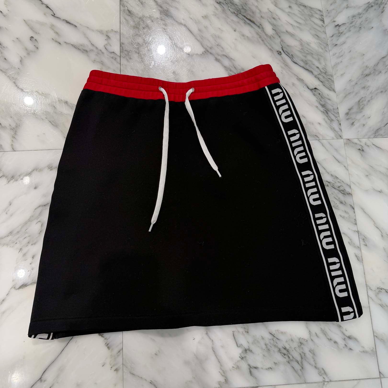 MIU MIU 2018SS Side Logo Label Sweat Mini Skirt MJD153 1TNK Size M ミュウミュウ サイドロゴラベル スウェットミニスカート サイズM