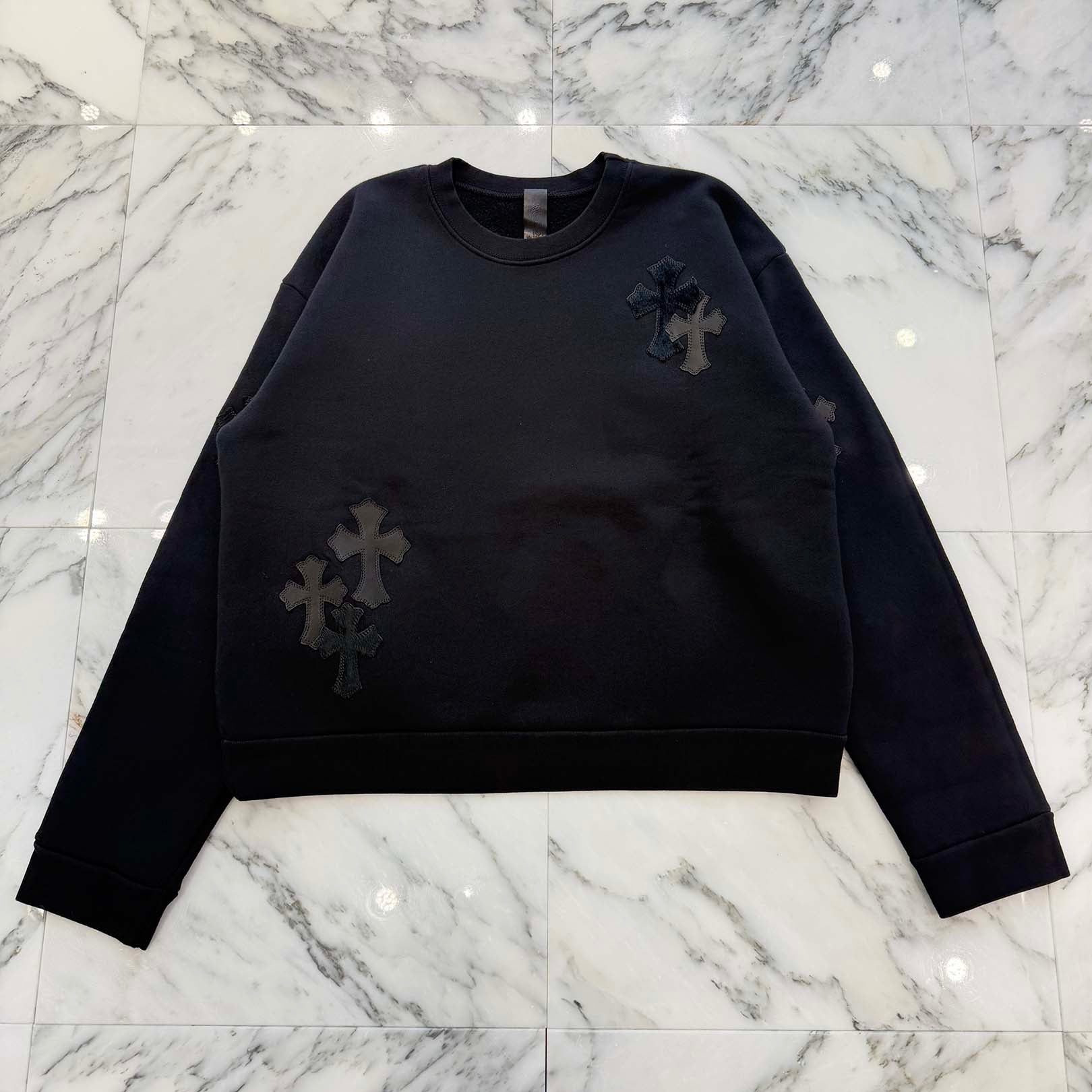 CHROME HEARTS Y NOT Multi Leather Cross Patch Sweatshirt Size M クロムハーツ ワイノット マルチレザークロスパッチ スウェットシャツ サイズM