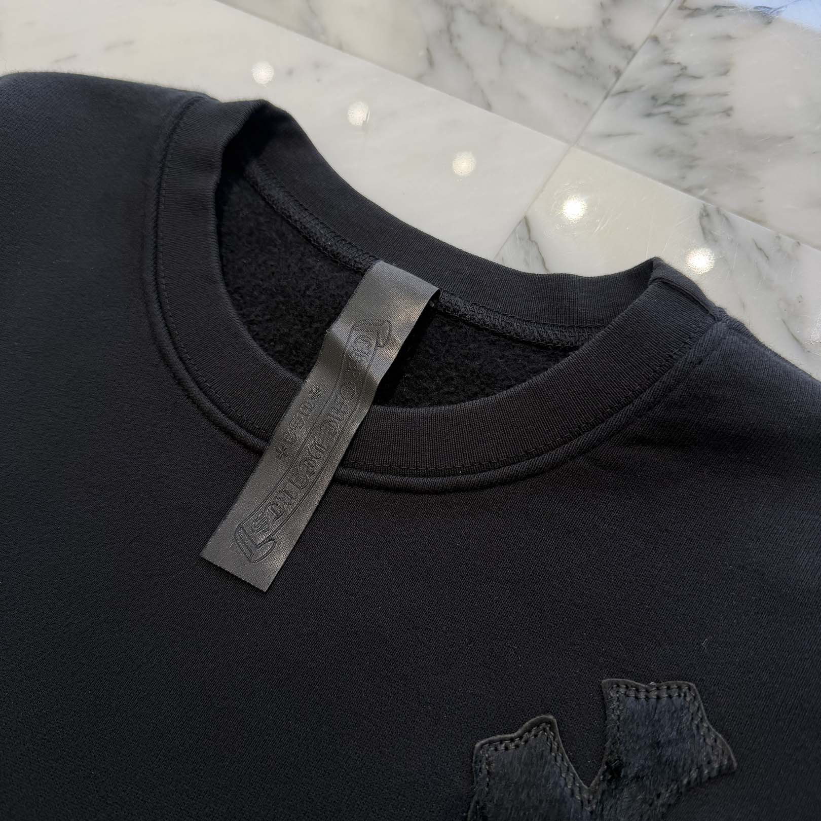 CHROME HEARTS Y NOT Multi Leather Cross Patch Sweatshirt Size M クロムハーツ ワイノット マルチレザークロスパッチ スウェットシャツ サイズM