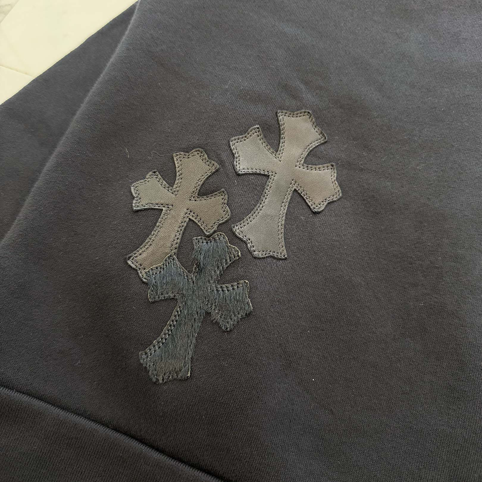 CHROME HEARTS Y NOT Multi Leather Cross Patch Sweatshirt Size M クロムハーツ ワイノット マルチレザークロスパッチ スウェットシャツ サイズM