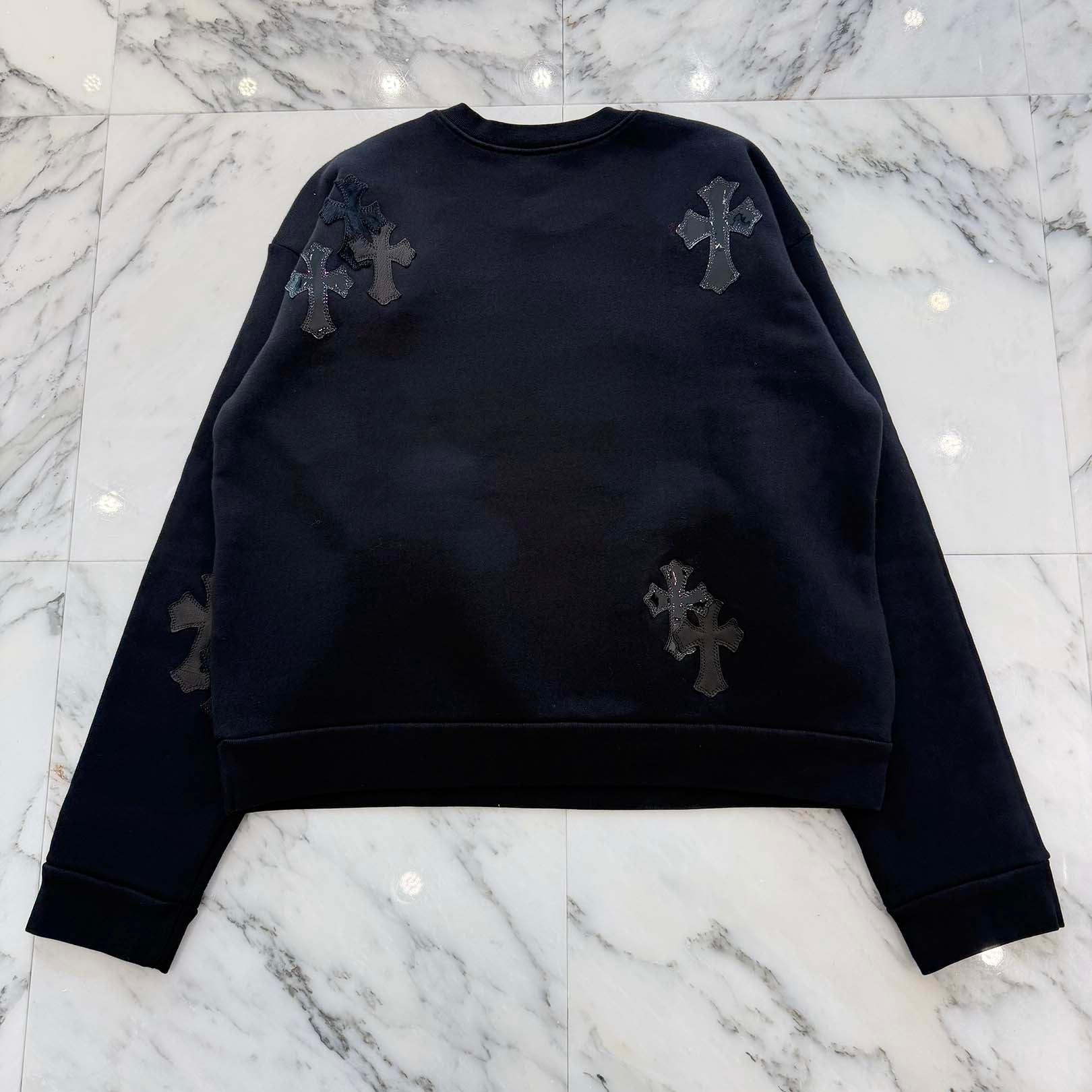 CHROME HEARTS Y NOT Multi Leather Cross Patch Sweatshirt Size M クロムハーツ ワイノット マルチレザークロスパッチ スウェットシャツ サイズM