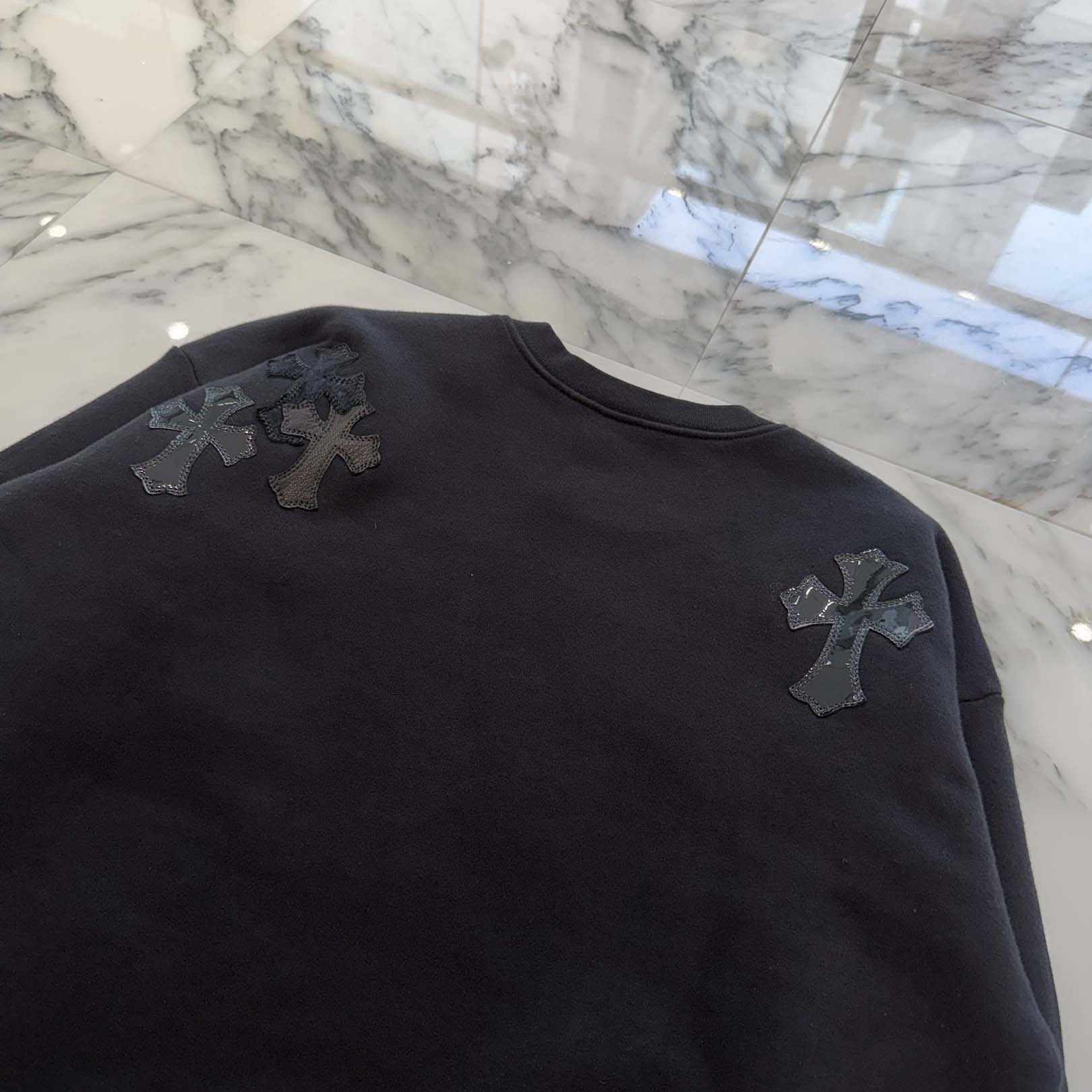 CHROME HEARTS Y NOT Multi Leather Cross Patch Sweatshirt Size M クロムハーツ ワイノット マルチレザークロスパッチ スウェットシャツ サイズM