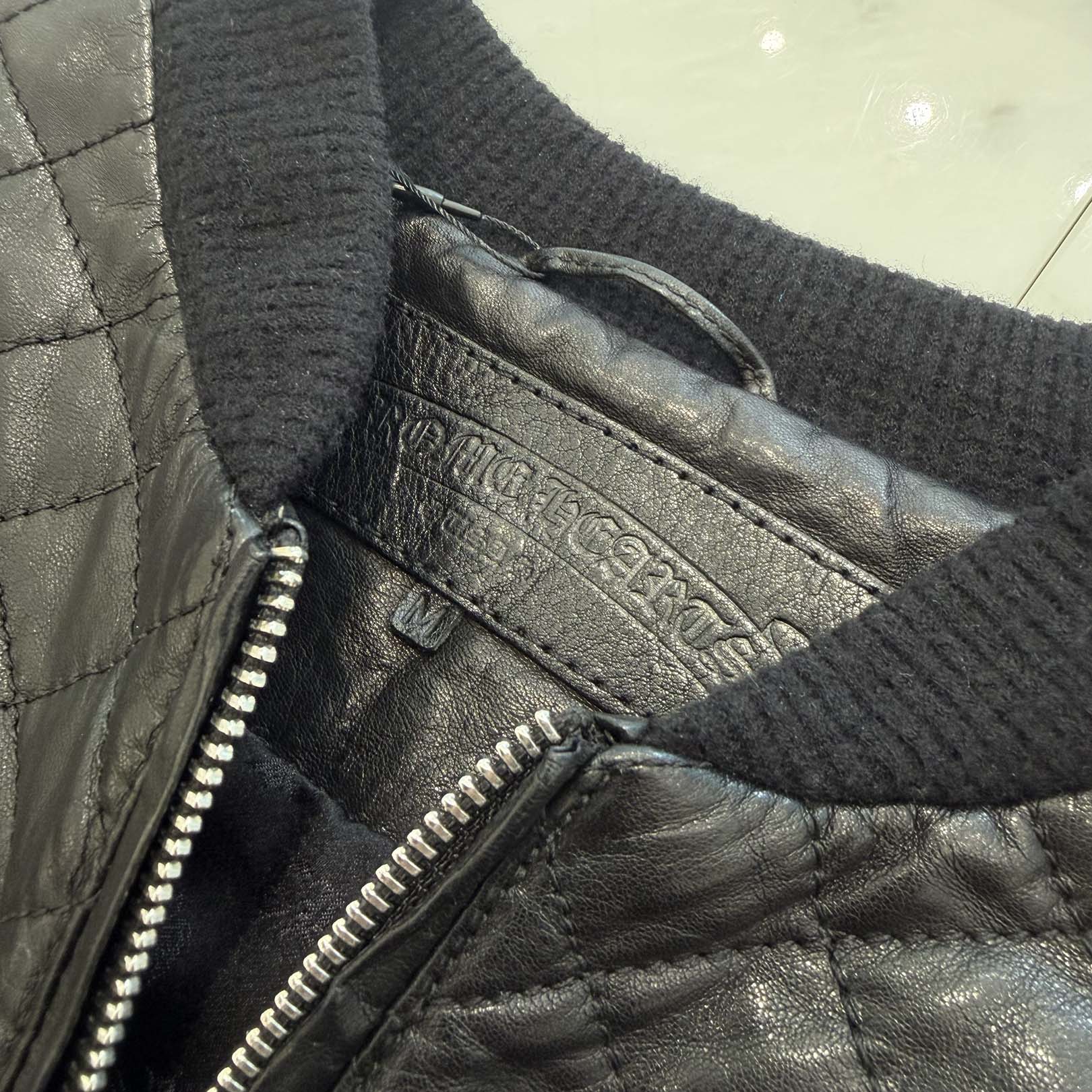 CHROME HEARTS Dagger Zip Quilting Leather Jacket Size M クロムハーツ ダガージップ キルティング レザージャケット サイズM