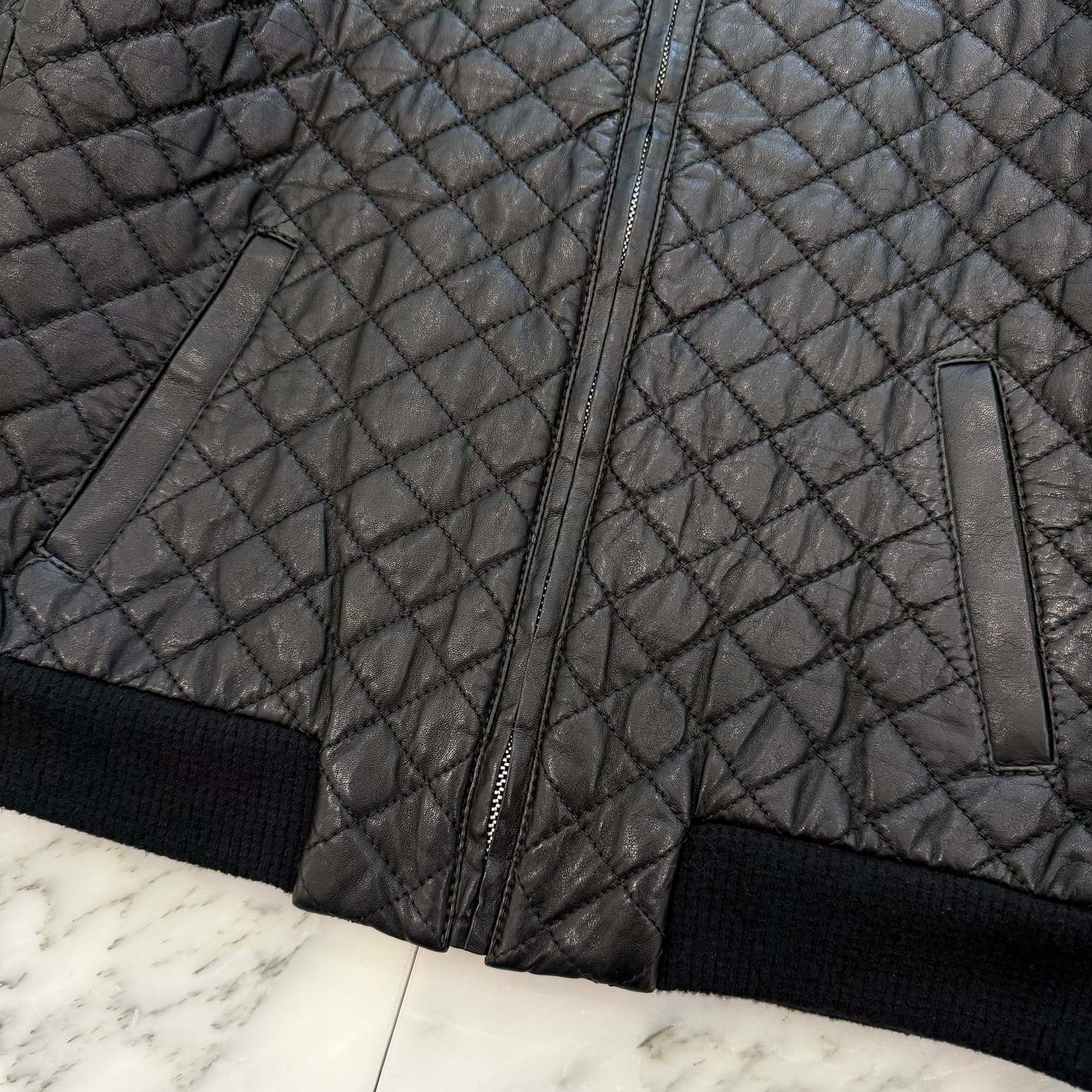 CHROME HEARTS Dagger Zip Quilting Leather Jacket Size M クロムハーツ ダガージップ キルティング レザージャケット サイズM