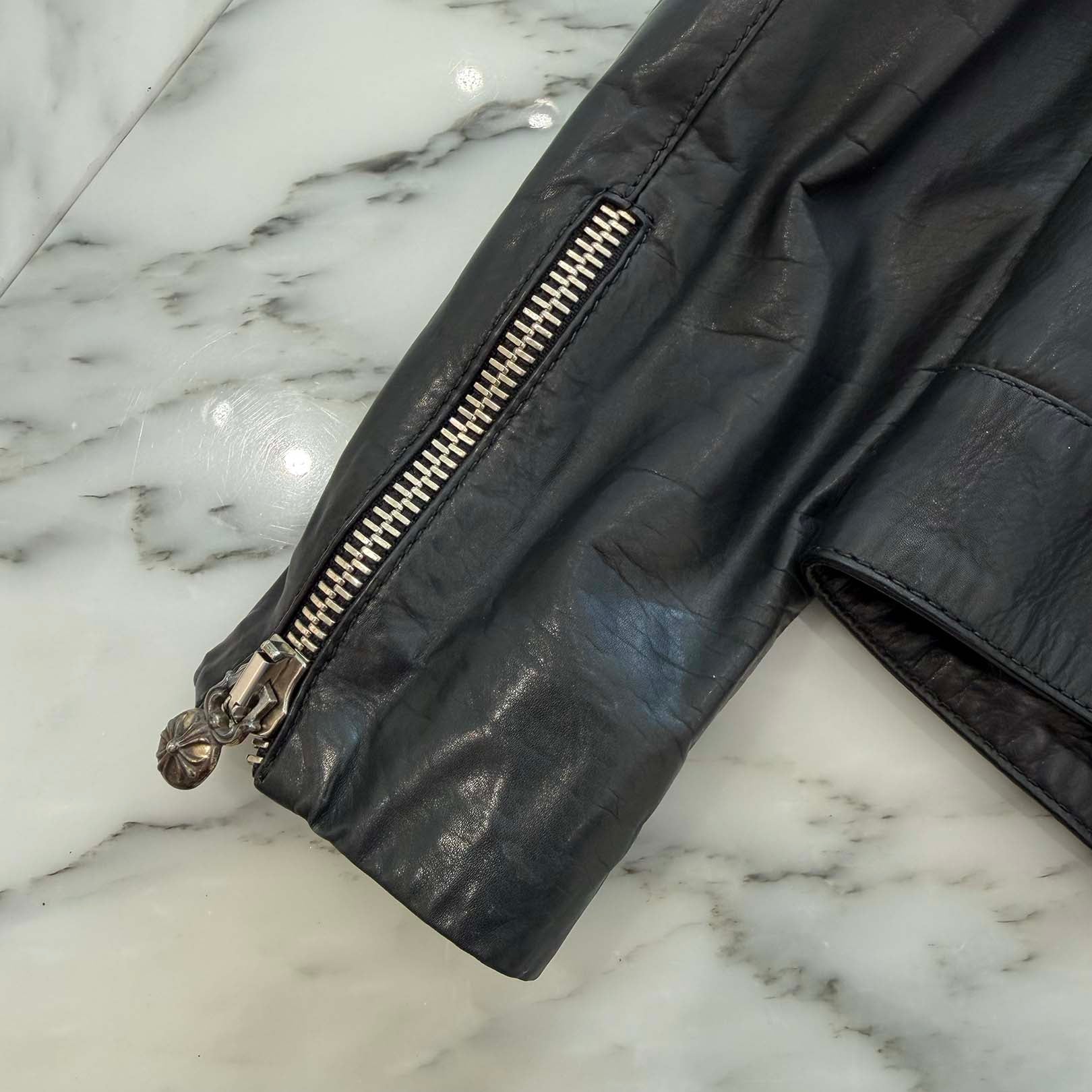 CHROME HEARTS Dagger Zip Riders Leather Jacket Size S クロムハーツ ダガージップライダースレザージャケット サイズS
