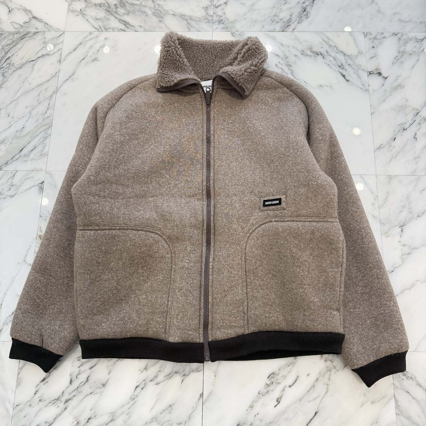 MIU MIU 2025AW Fleece Zip Up Blouson Jacket ML1369_17I1_F0065_S_OOO Size 44 ミュウミュウ フリース ジップアップ ブルゾンジャケット サイズ44