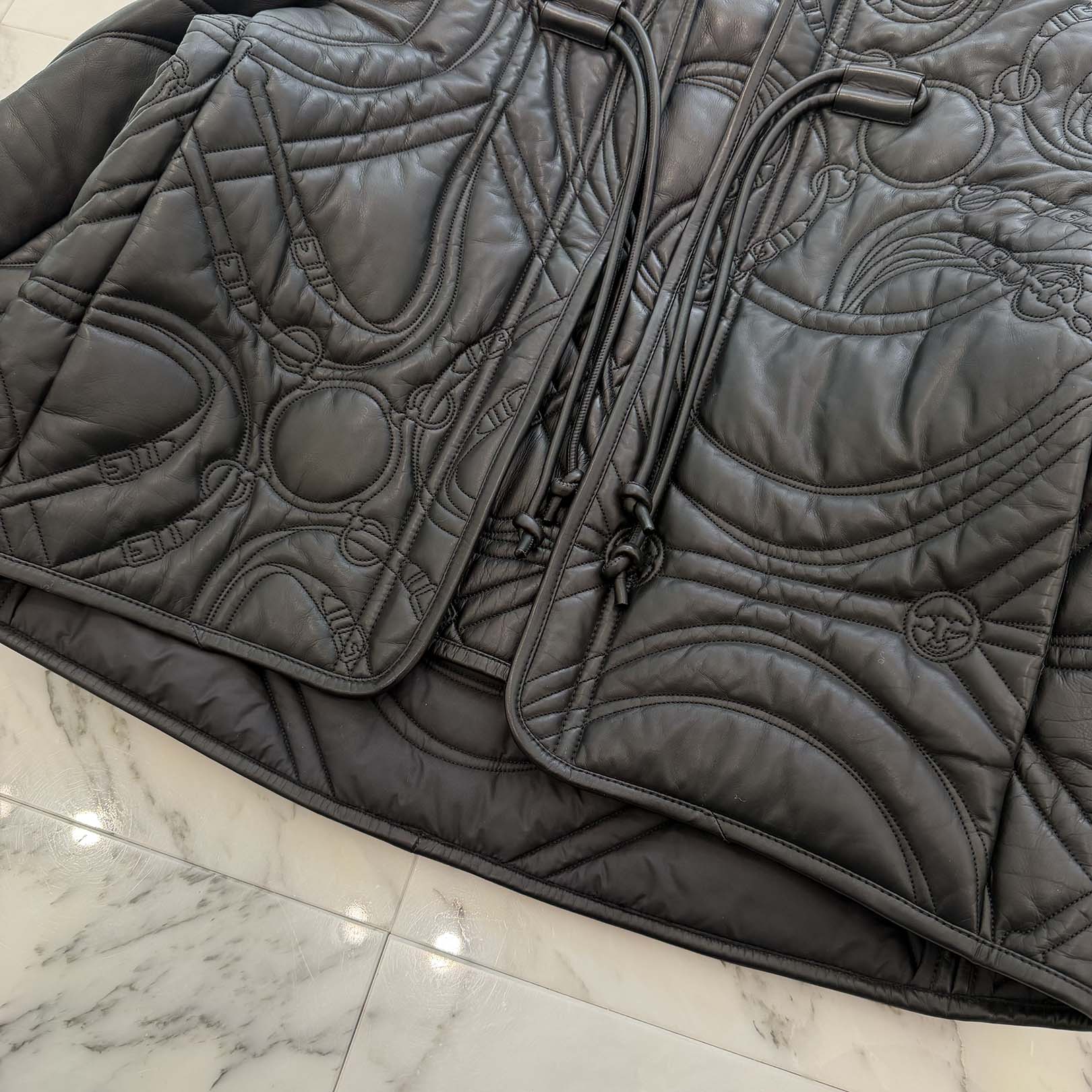 HERMES Quilted Leather Zip Up Jacket Size 36 エルメス キルティング レザー ジップアップジャケット サイズ36