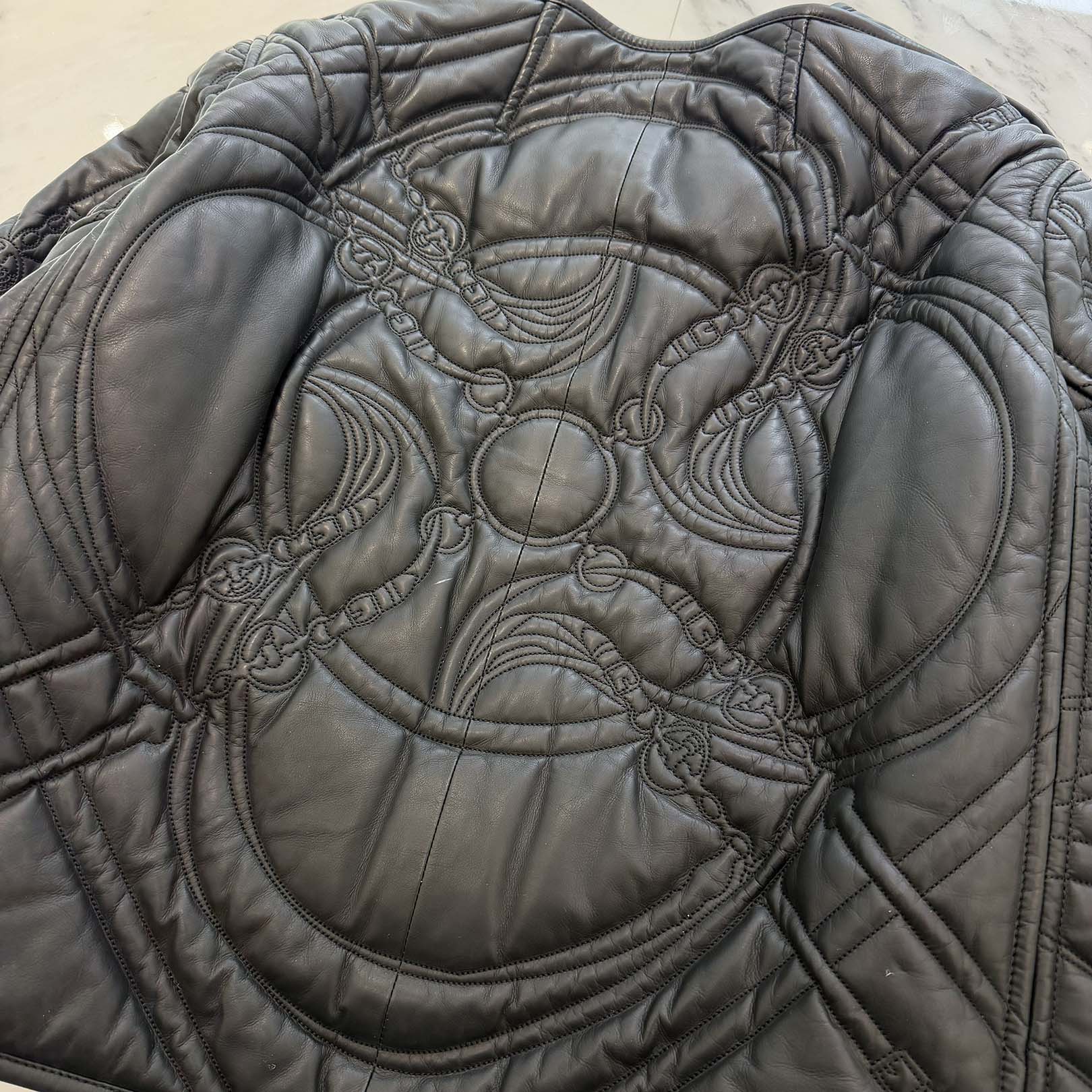 HERMES Quilted Leather Zip Up Jacket Size 36 エルメス キルティング レザー ジップアップジャケット サイズ36