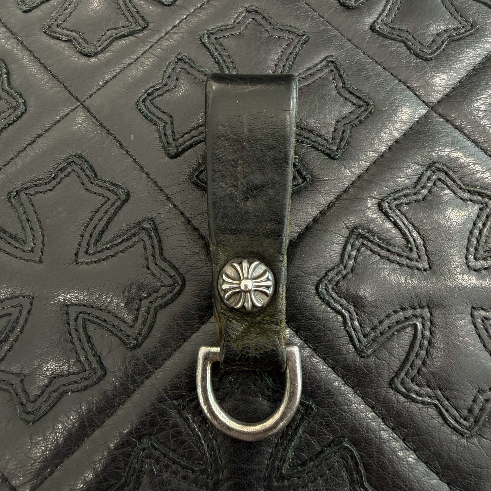 Chrome Hearts Leather Belt Loop with Cross Button
