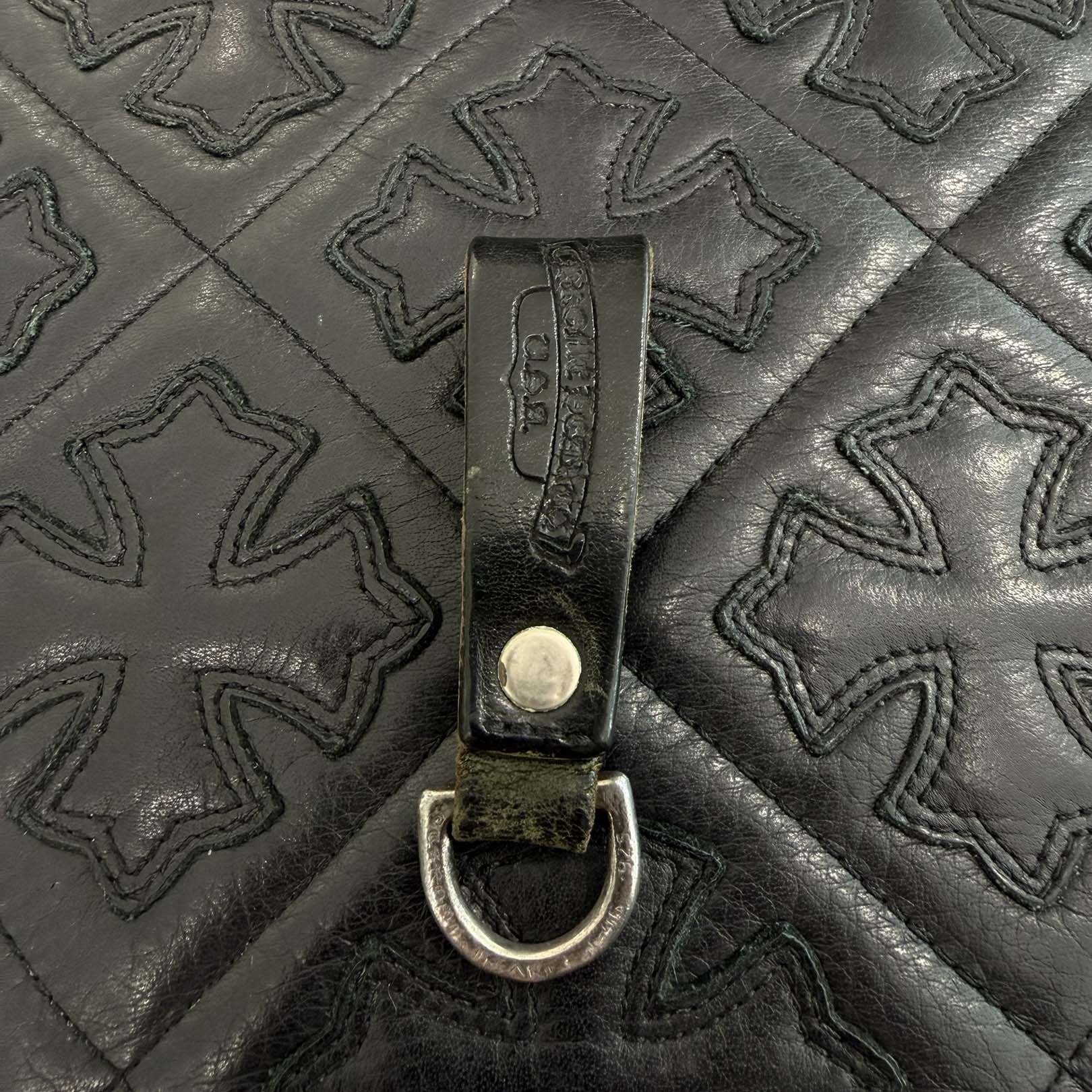 CHROME HEARTS Cross Ball Button Leather Belt Loop クロムハーツ クロスボールボタン レザー ベルトループ
