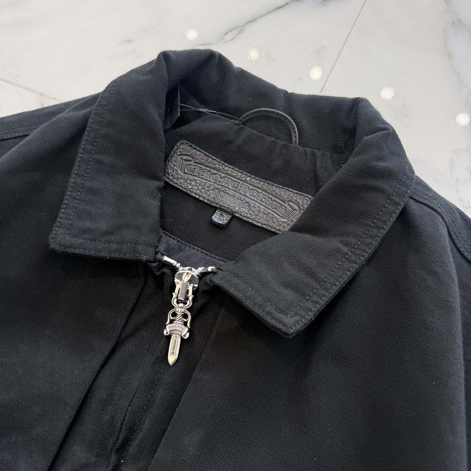 CHROME HEARTS Street Meat Dagger Zip Canvas Work Jacket Size L CHROME HEARTS Street Meat Dagger Zip Canvas Work Jacket Size L