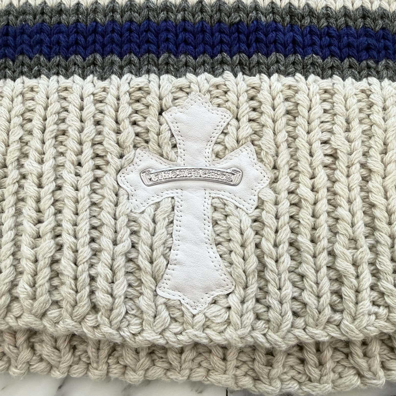 CHROME HEARTS Y NOT Leather Cross Patch Cashmere Knit Sweater ONE SIZE (68-112) クロムハーツ ワイノット レザークロスパッチ カシミアニットセーター ワンサイズ (68-112)