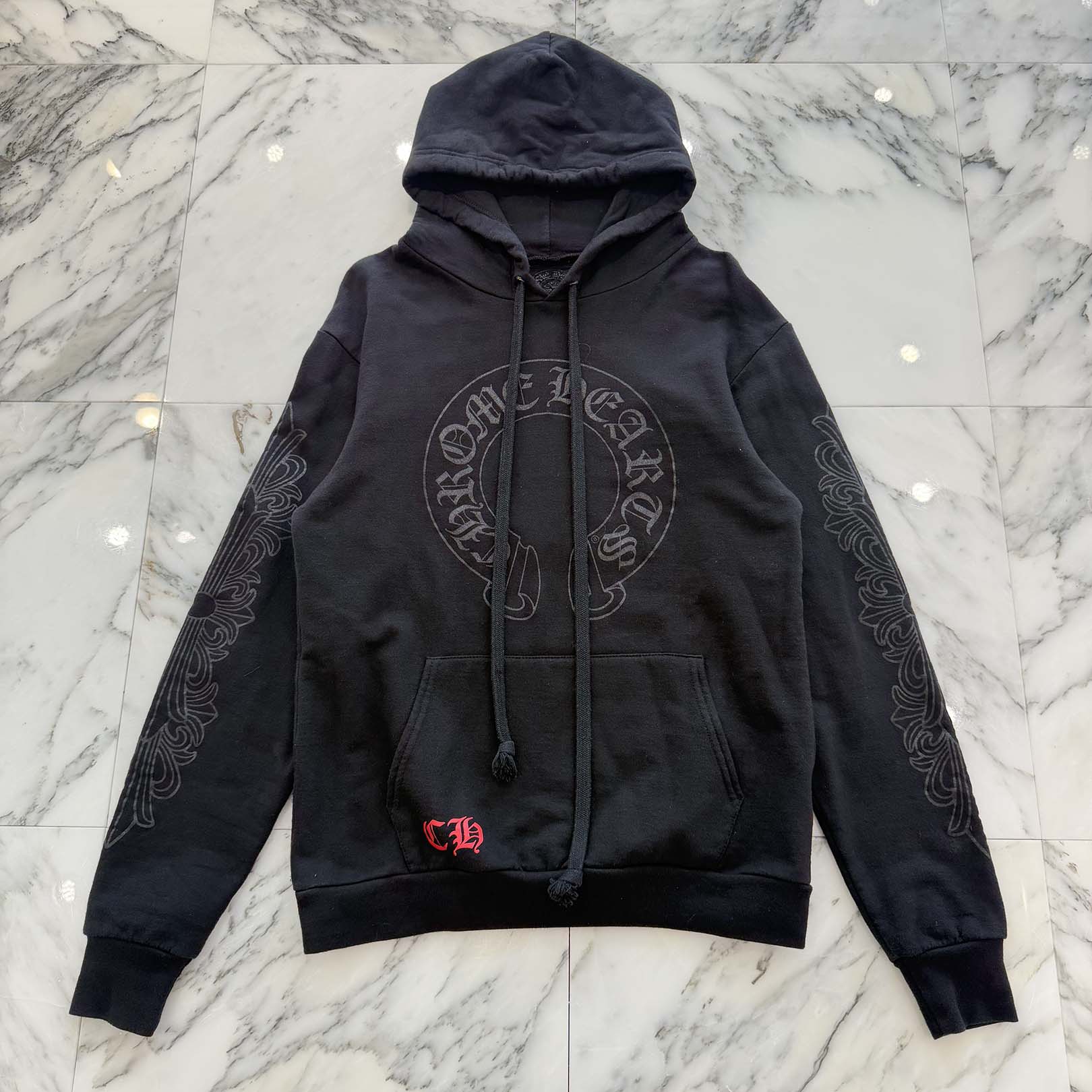 CHROME HEARTS × MATTY BOY Chomper Horseshoe Floral Cross Pullover Hoodie Size M クロムハーツ × マッティボーイ チョンパー ホースシュー フローラルクロス プルオーバーフーディ サイズM