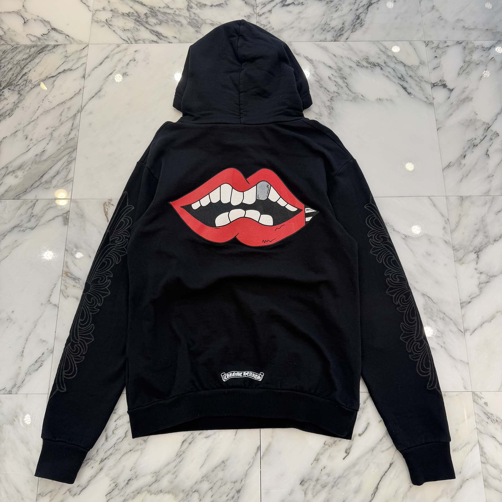 CHROME HEARTS × MATTY BOY Chomper Horseshoe Floral Cross Pullover Hoodie Size M クロムハーツ × マッティボーイ チョンパー ホースシュー フローラルクロス プルオーバーフーディ サイズM