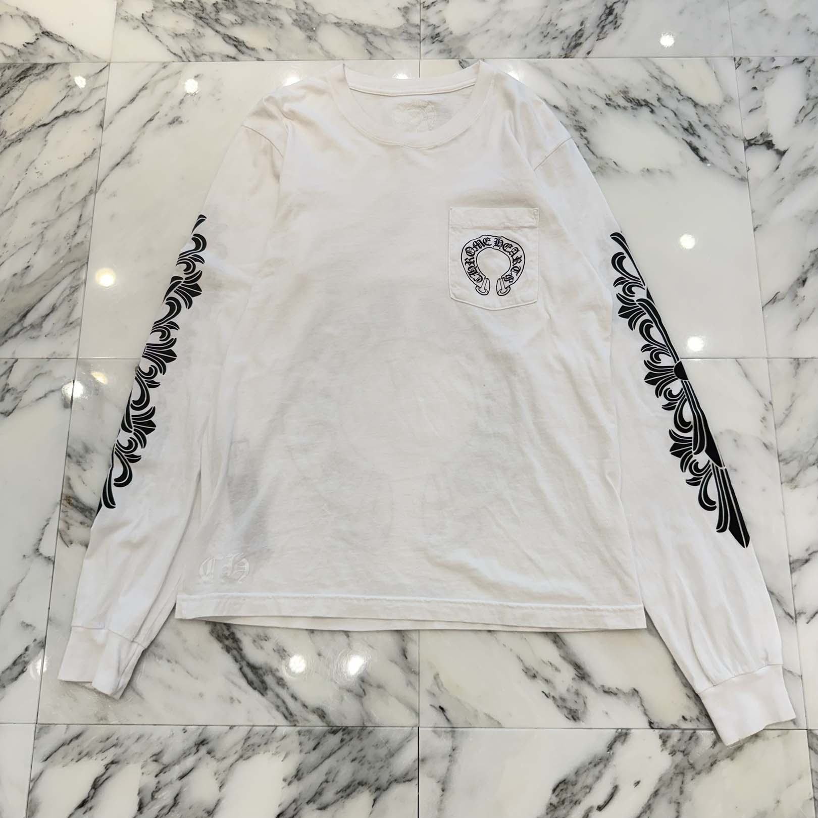 CHROME HEARTS Floral Cross Horseshoe Long Sleeve Tee Size M クロムハーツ フローラルクロス ホースシュー ロングスリーブTシャツ サイズM