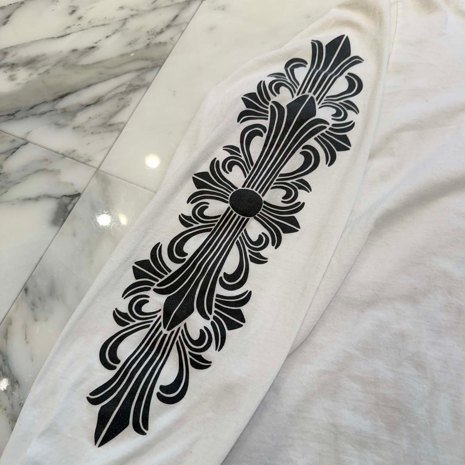 CHROME HEARTS Floral Cross Horseshoe Long Sleeve Tee Size M クロムハーツ フローラルクロス ホースシュー ロングスリーブTシャツ サイズM