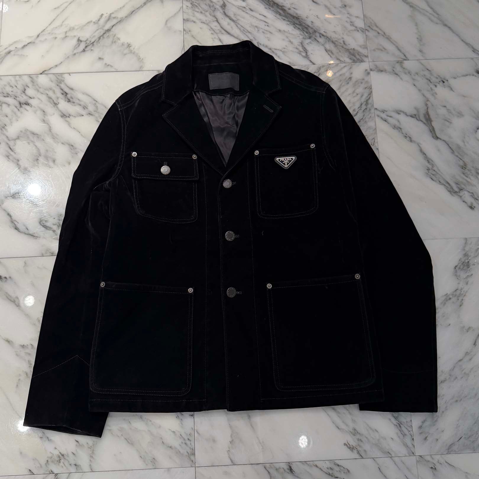 PRADA 2024SS Cotton Velvet Blouson Jacket GEB276 S000 12HO Size 46 プラダ コットンベルベット ブルゾンジャケット サイズ46