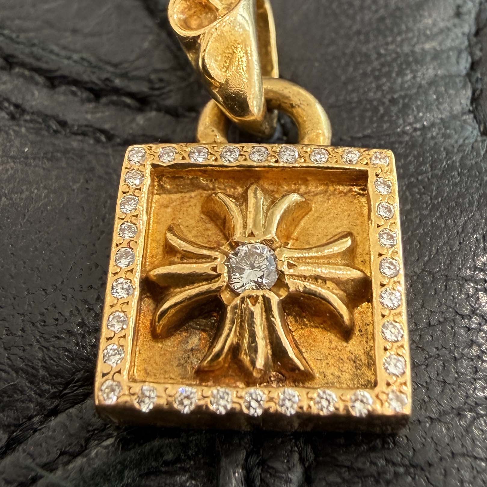 CHROME HEARTS 22K FRAMED CH PLUS Charm Pave Diamond クロムハーツ 22K フレームド CHプラス チャーム パヴェダイヤモンド