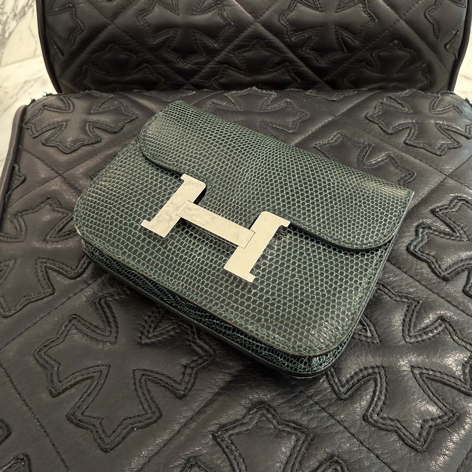 HERMES Lizard Skin Constance Slim Wallet "Vert Cypres" B刻印 エルメス リザードスキン コンスタンス スリム ウォレット "ヴェールシプレス" B刻印