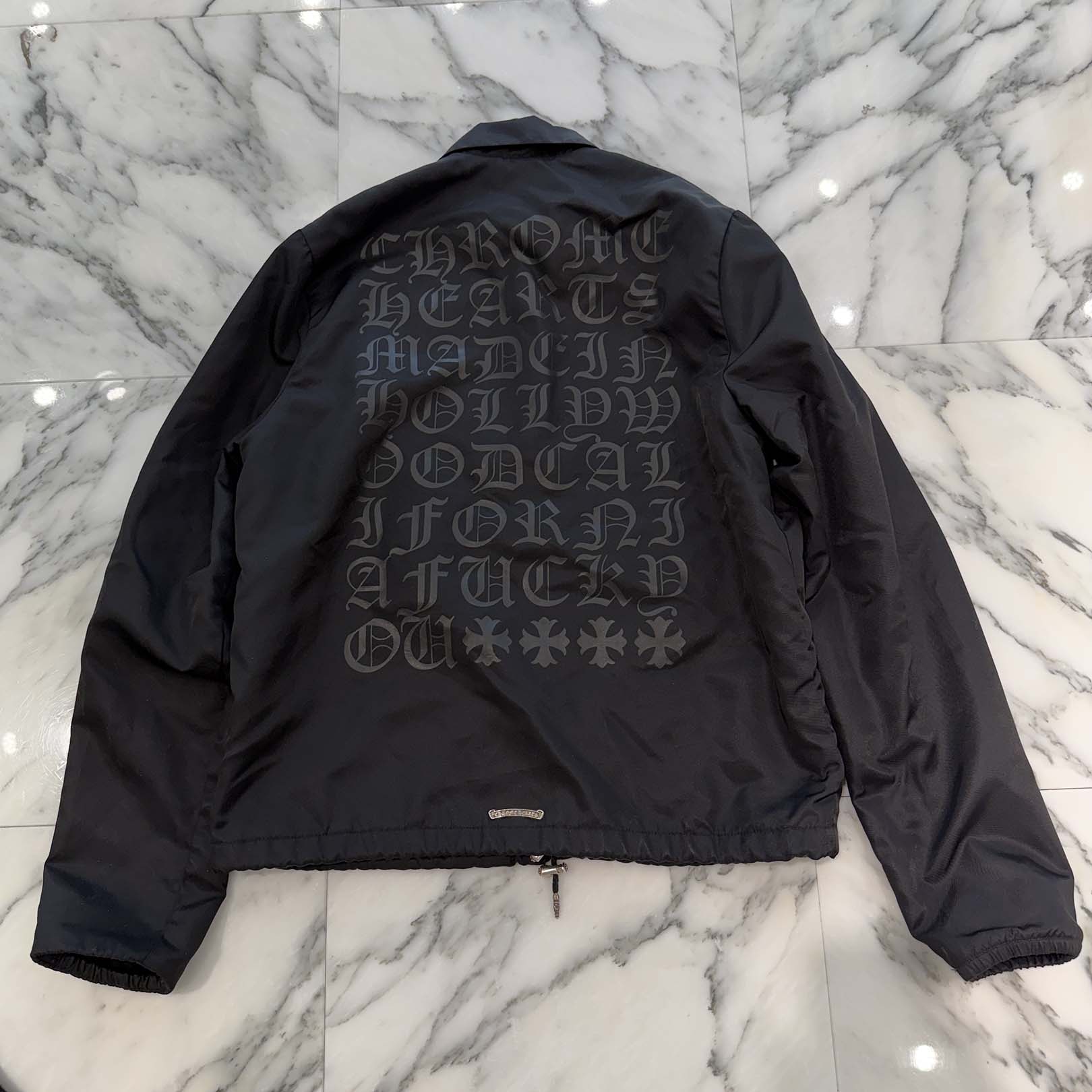 CHROME HEARTS RIGGINS FBRC English Print Nylon Coach Jacket Size M クロムハーツ リギンズ ファブリック イングリッシュ プリント ナイロンコーチジャケット サイズM