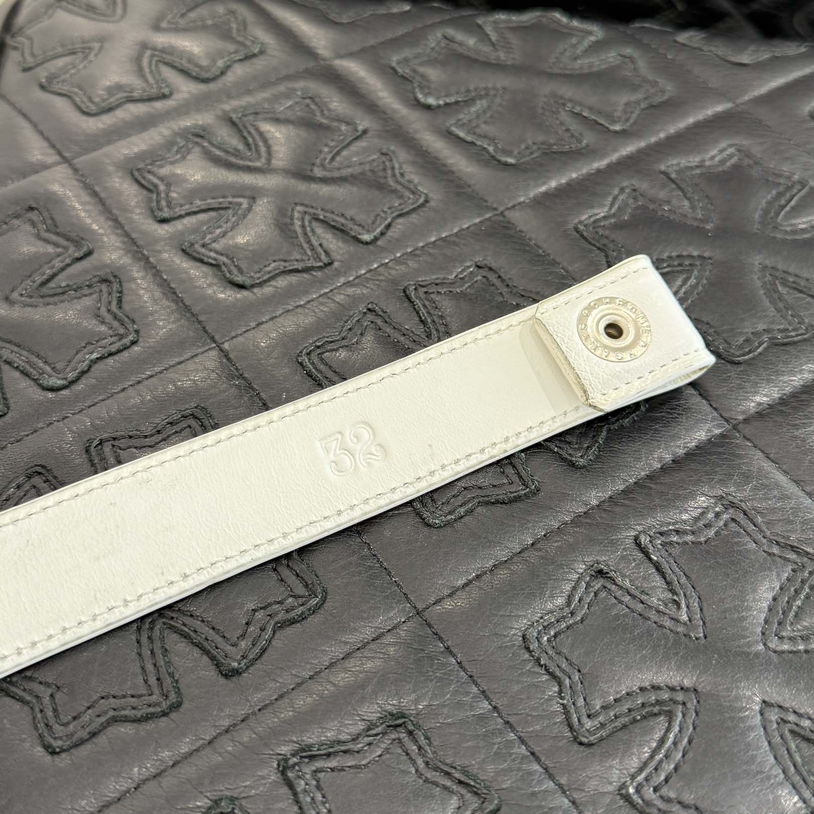 CHROME HEARTS Scroll White Strap Leather Belt Size32 クロムハーツ スクロール ホワイト ストラップ レザー ベルト サイズ32