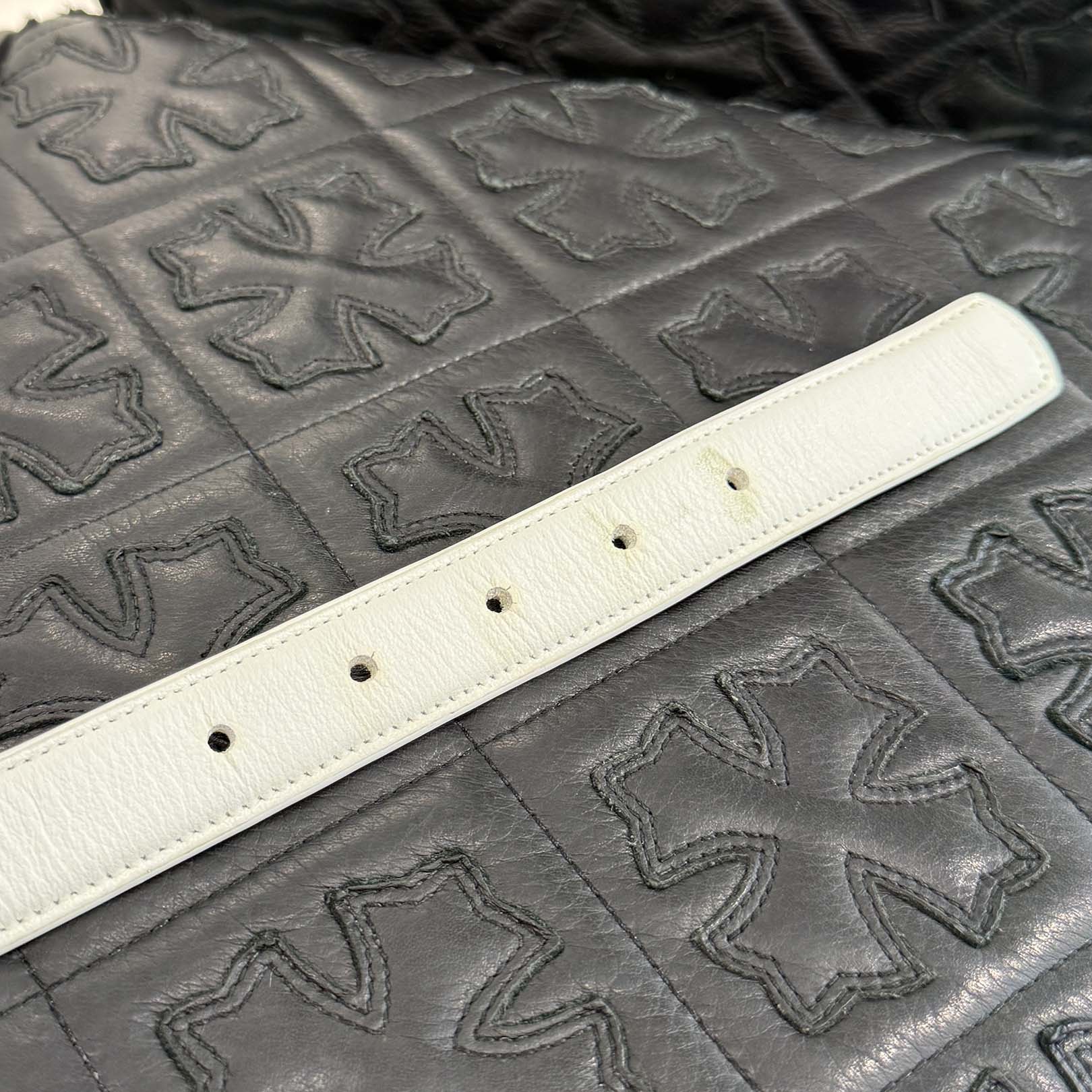 CHROME HEARTS Scroll White Strap Leather Belt Size32 クロムハーツ スクロール ホワイト ストラップ レザー ベルト サイズ32