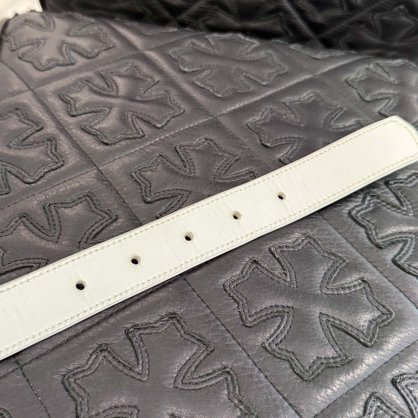 CHROME HEARTS Scroll White Strap Leather Belt Size32 クロムハーツ スクロール ホワイト ストラップ レザー ベルト サイズ32