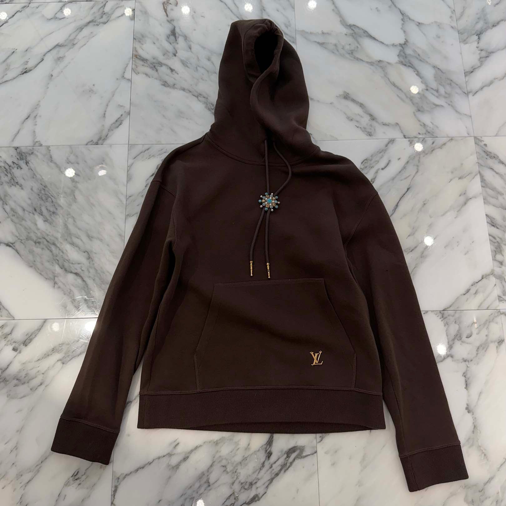 LOUIS VUITTON 2024AW Embellished Cotton Pullover Hoodie HRY65W Size S ルイヴィトン エンベリッシュドコットンプルオーバーフーディ サイズS