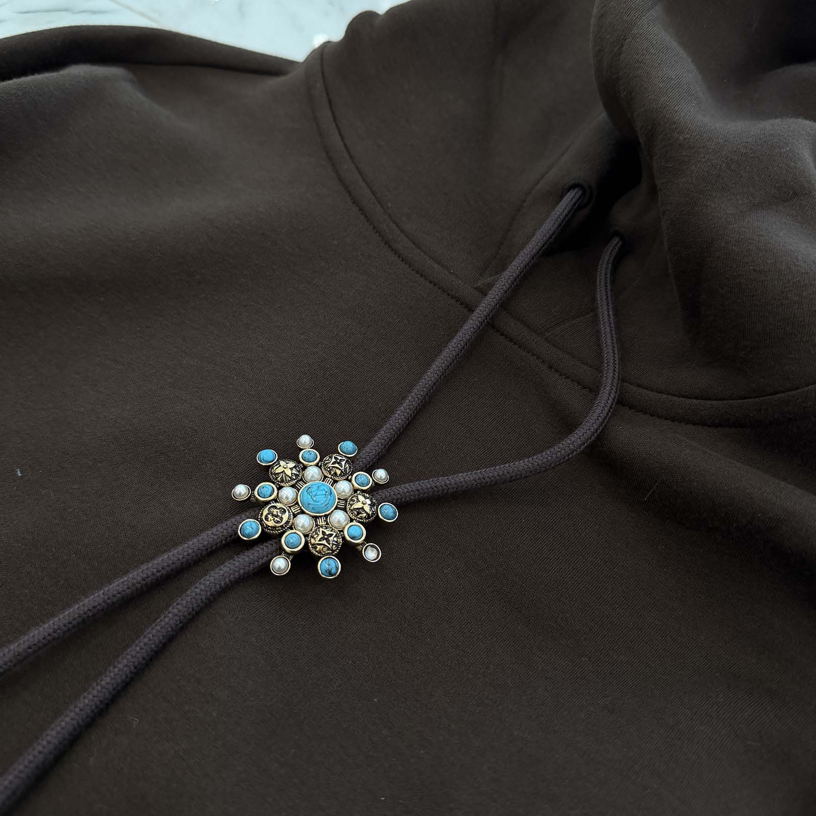 LOUIS VUITTON 2024AW Embellished Cotton Pullover Hoodie HRY65W Size S ルイヴィトン エンベリッシュドコットンプルオーバーフーディ サイズS