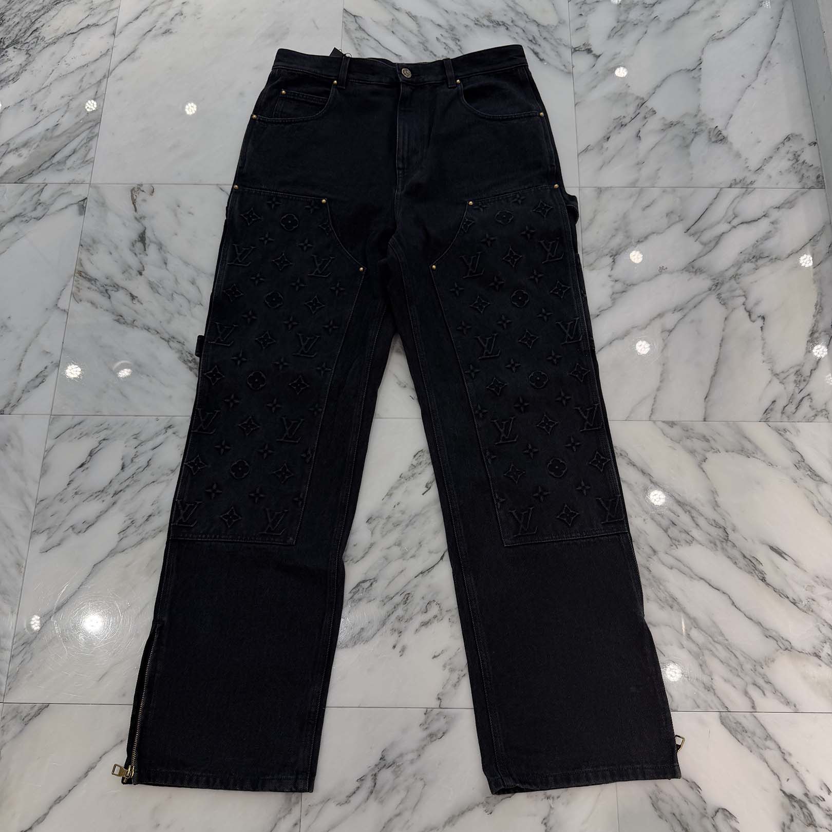 LOUIS VUITTON 2024SS Monogram Work Carpenter Denim Pants HQD45W Size 32 ルイヴィトン モノグラムワーク カーペンター デニムパンツ サイズ32