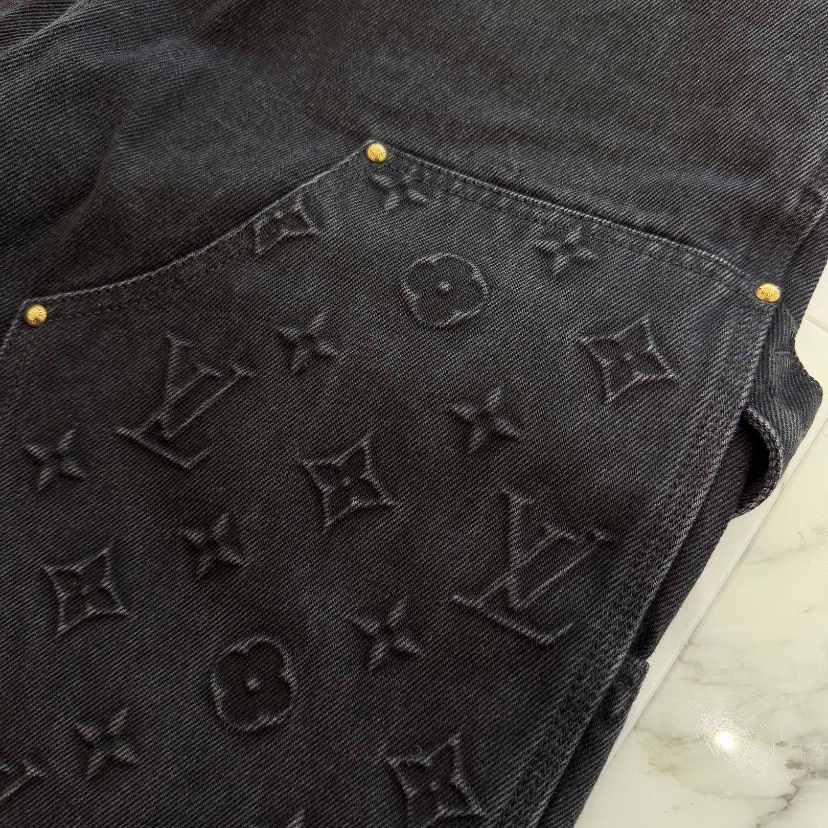 LOUIS VUITTON 2024SS Monogram Work Carpenter Denim Pants HQD45W Size 32 ルイヴィトン モノグラムワーク カーペンター デニムパンツ サイズ32