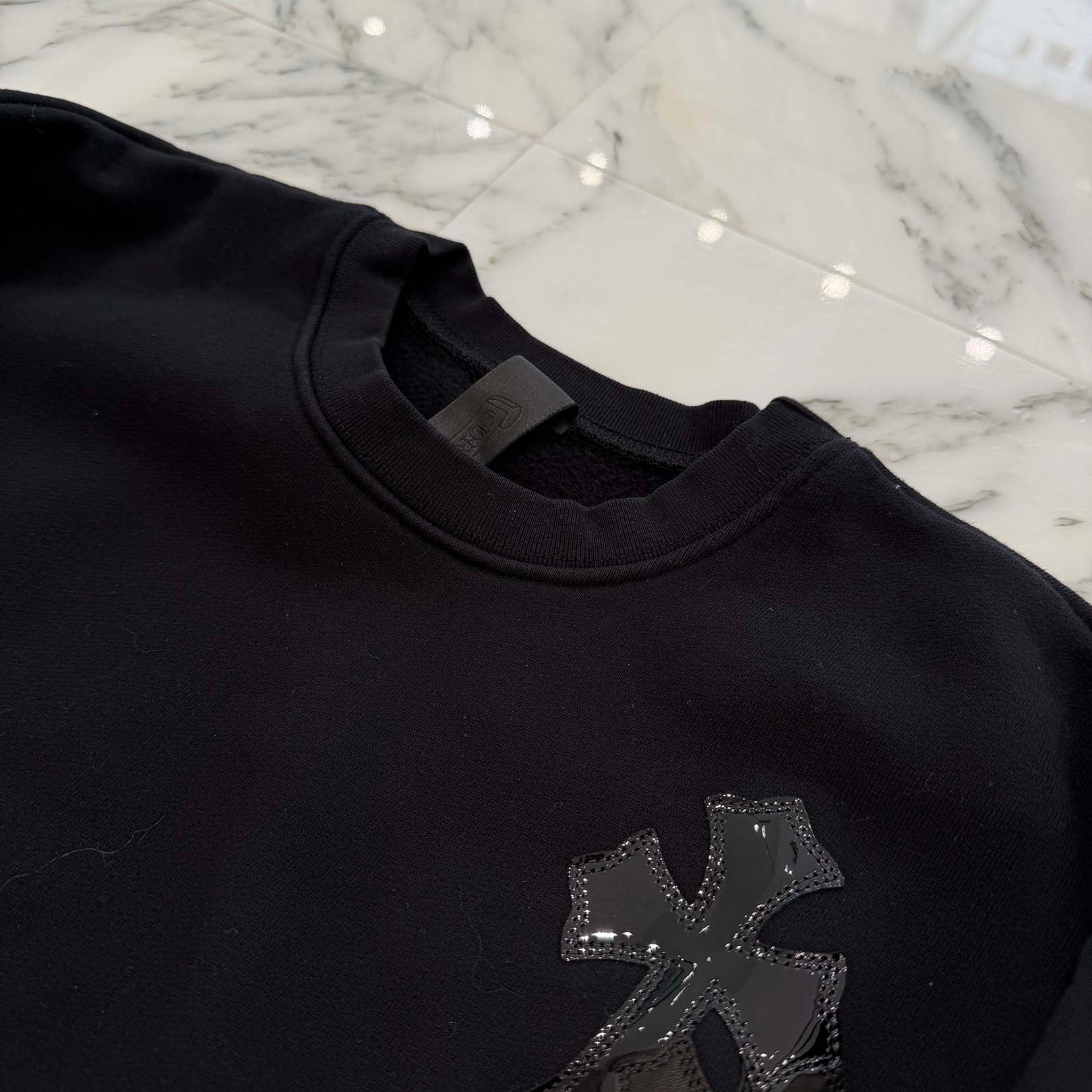 CHROME HEARTS Y NOT Multi Leather Cross Patch Sweatshirt Size S クロムハーツ ワイノット マルチレザークロスパッチ スウェットシャツ サイズS