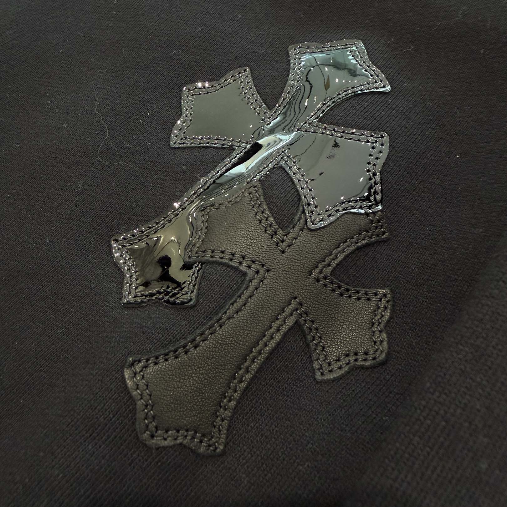 CHROME HEARTS Y NOT Multi Leather Cross Patch Sweatshirt Size S クロムハーツ ワイノット マルチレザークロスパッチ スウェットシャツ サイズS