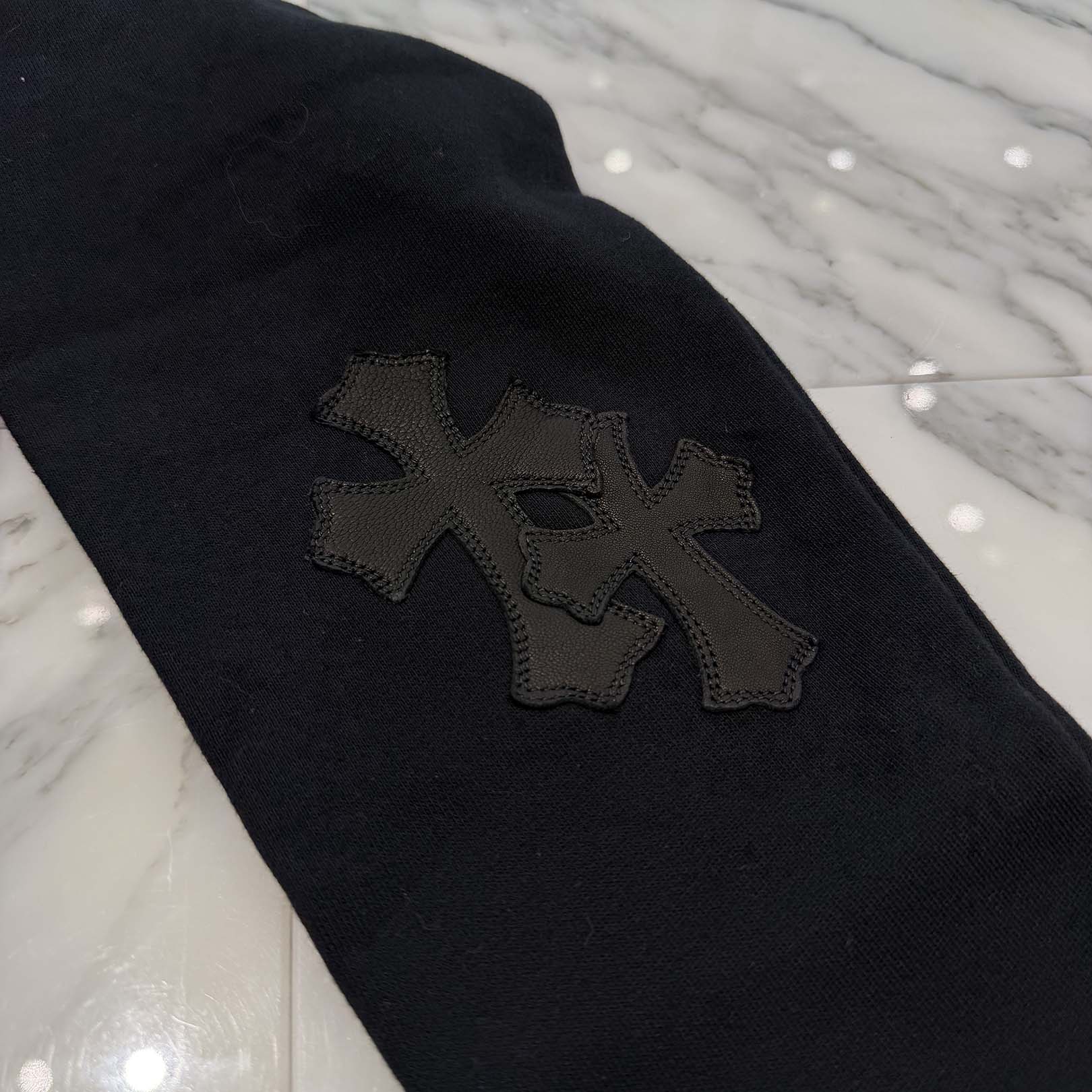 CHROME HEARTS Y NOT Multi Leather Cross Patch Sweatshirt Size S クロムハーツ ワイノット マルチレザークロスパッチ スウェットシャツ サイズS
