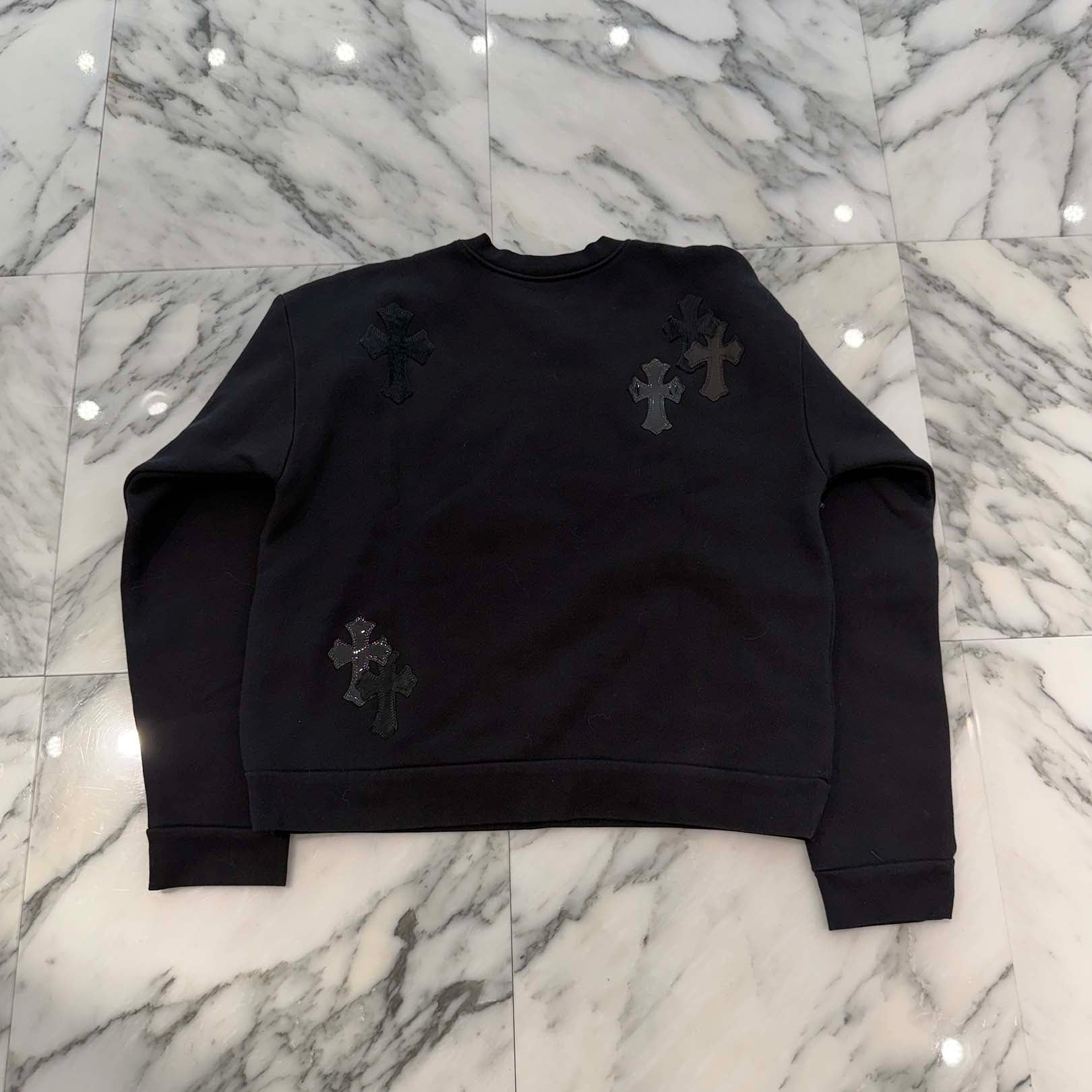CHROME HEARTS Y NOT Multi Leather Cross Patch Sweatshirt Size S クロムハーツ ワイノット マルチレザークロスパッチ スウェットシャツ サイズS