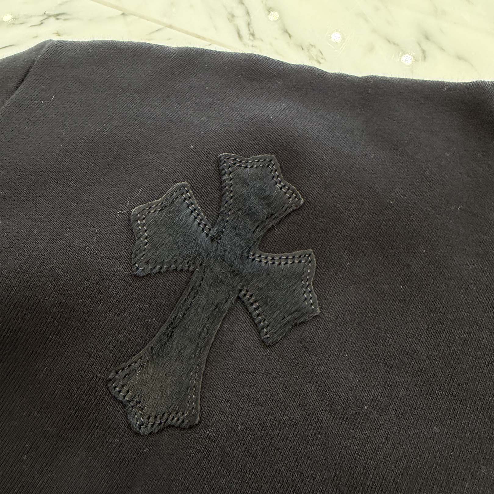 CHROME HEARTS Y NOT Multi Leather Cross Patch Sweatshirt Size S クロムハーツ ワイノット マルチレザークロスパッチ スウェットシャツ サイズS