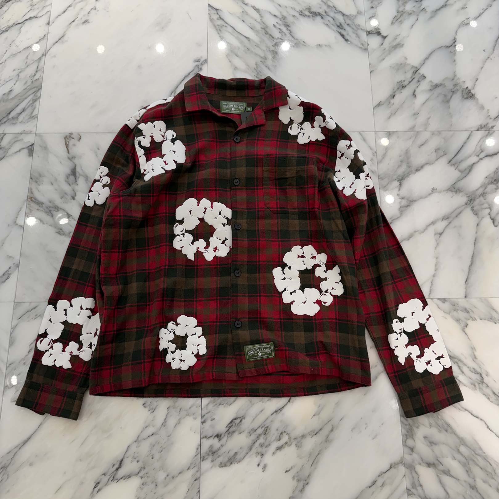 DENIM TEARS Flower Print Cotton Wreath Long Sleeve Shirt Size M デニムティアーズ フラワープリント コットンリース ロングスリーブ シャツ サイズM