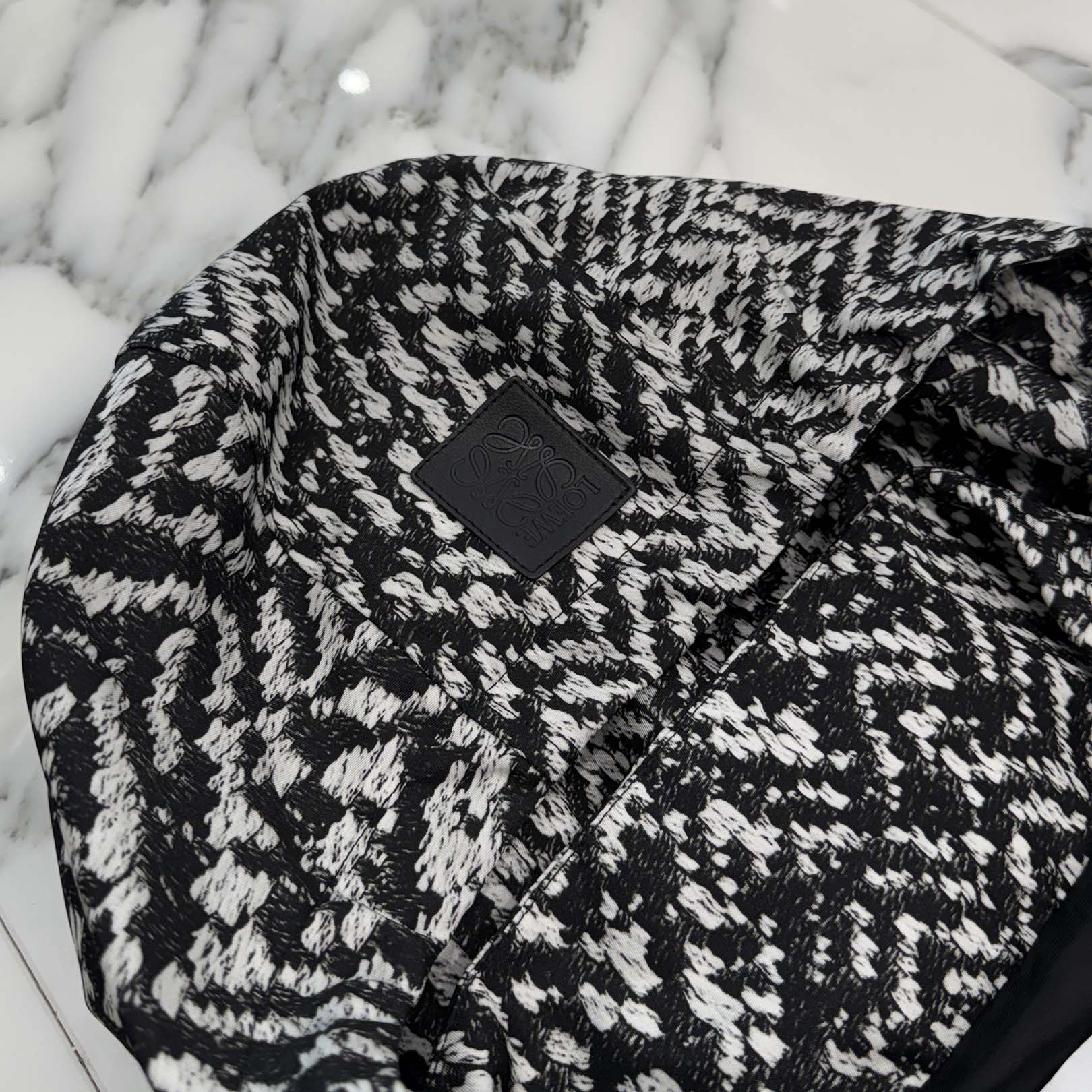 LOEWE 2024SS Herringbone Hooded Zip Up Nylon Jacket H526Y02W72 Size 46 ロエベ ヘリンボーン フーデッド ジップアップ ナイロンジャケット サイズ46