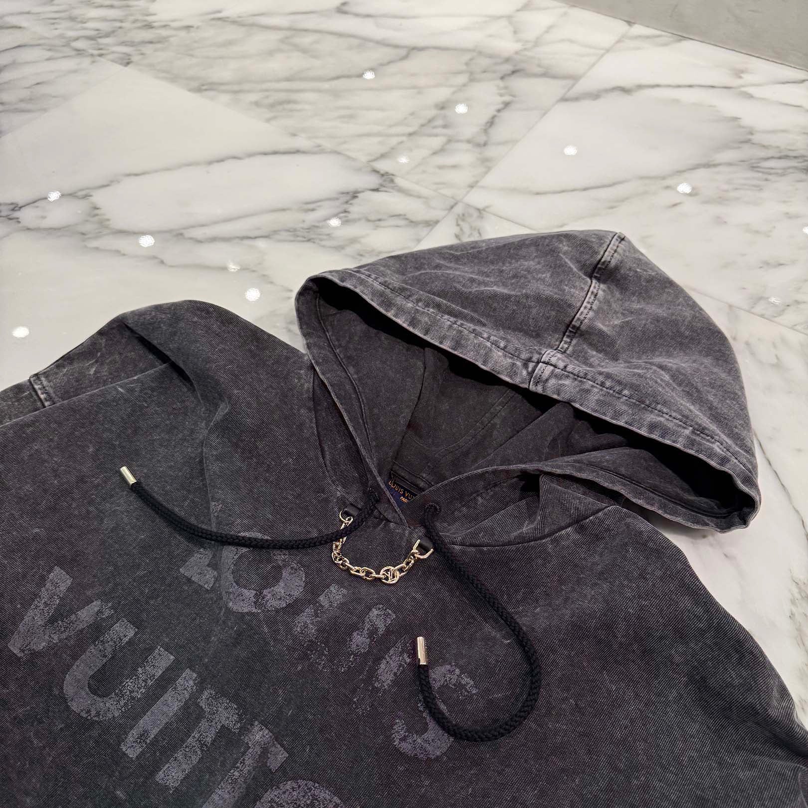 LOUIS VUITTON 2024AW Letter Print Washed Cotton Pullover Hoodie FRST01 Size M ルイヴィトン レタープリント ウォッシュドコットン プルオーバーフーディ サイズM