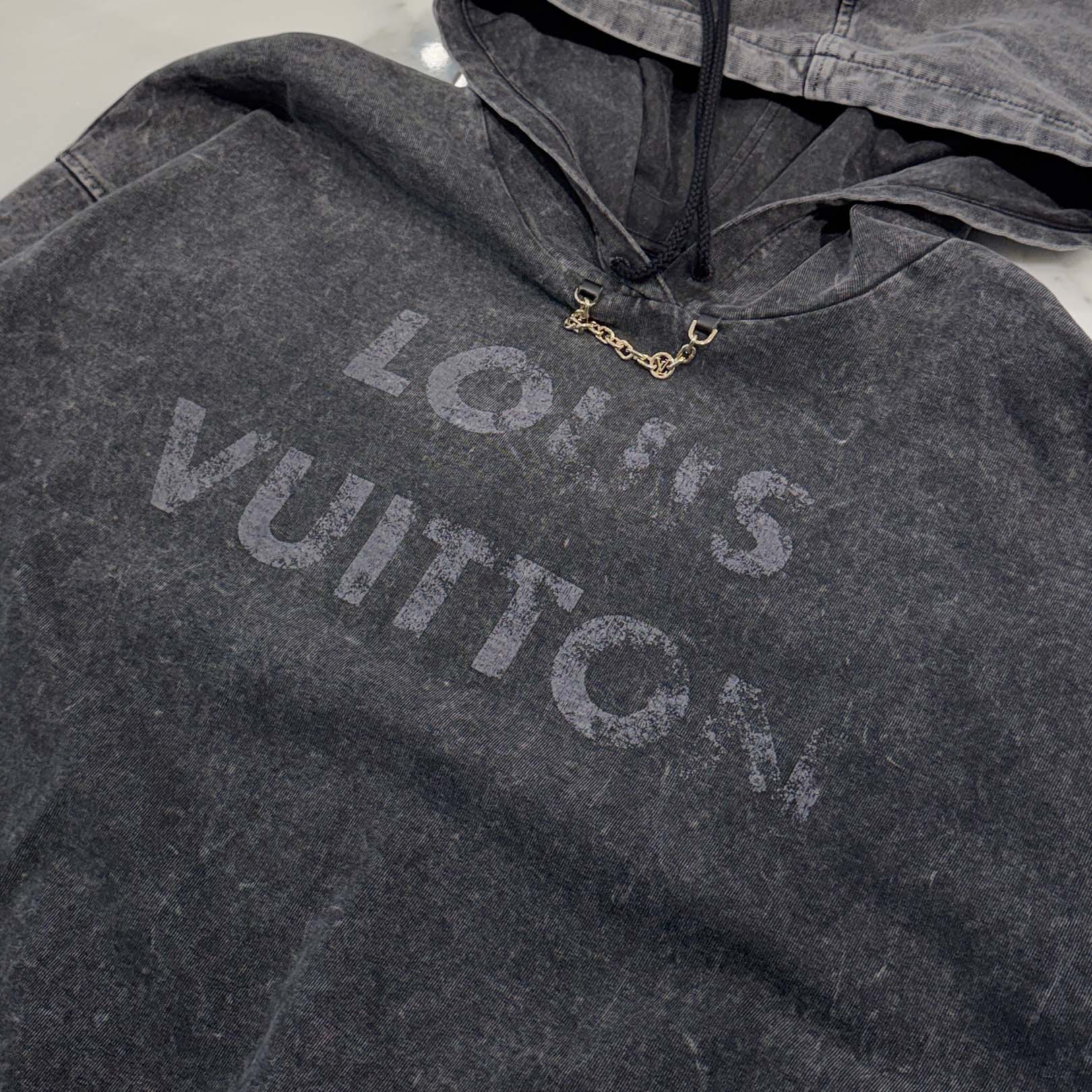 LOUIS VUITTON 2024AW Letter Print Washed Cotton Pullover Hoodie FRST01 Size M ルイヴィトン レタープリント ウォッシュドコットン プルオーバーフーディ サイズM