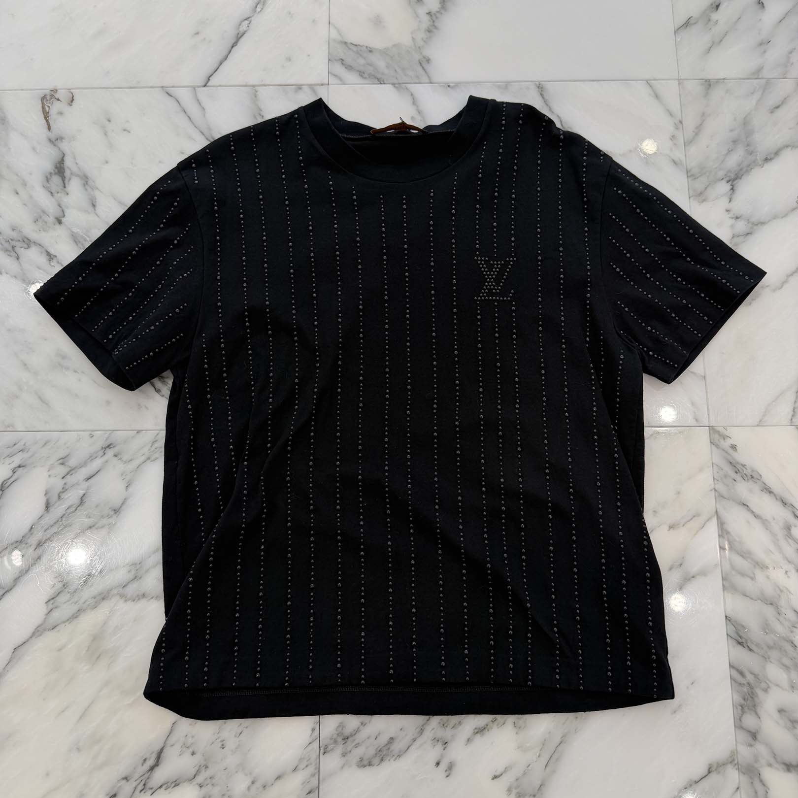 LOUIS VUITTON Crystal Embellished Cotton Tee 1AFYDX Size M ルイヴィトン クリスタル・エンベリッシュド コットン Tシャツ サイズM